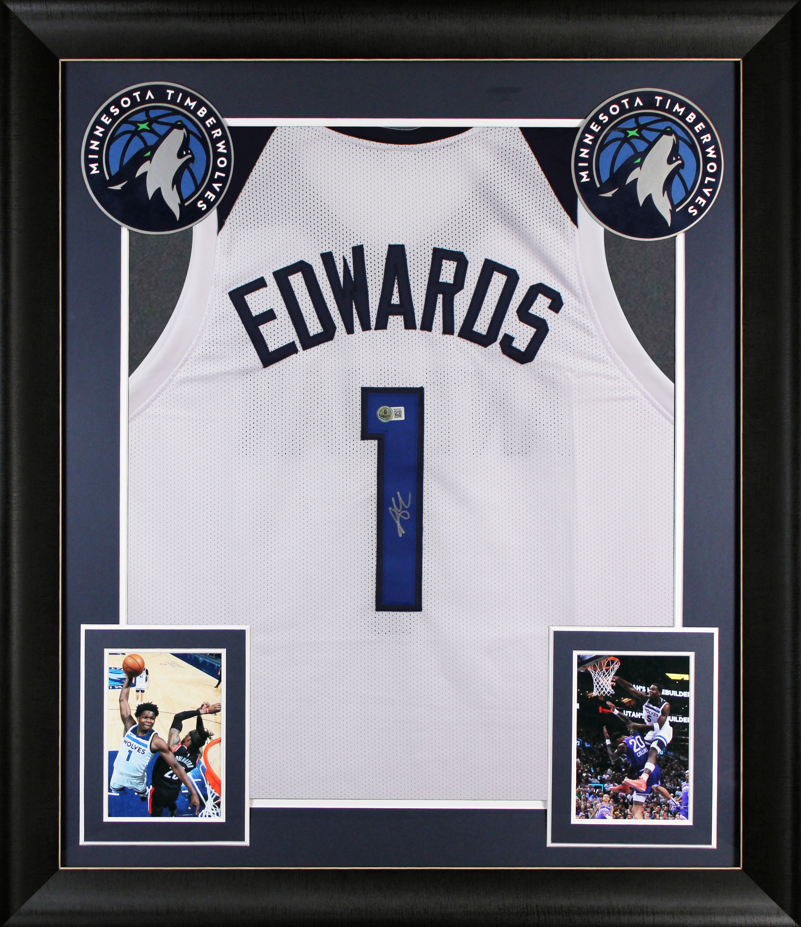 Anthony Edwards Authentic Signed White Pro Style Framed Jersey Autographed JSA