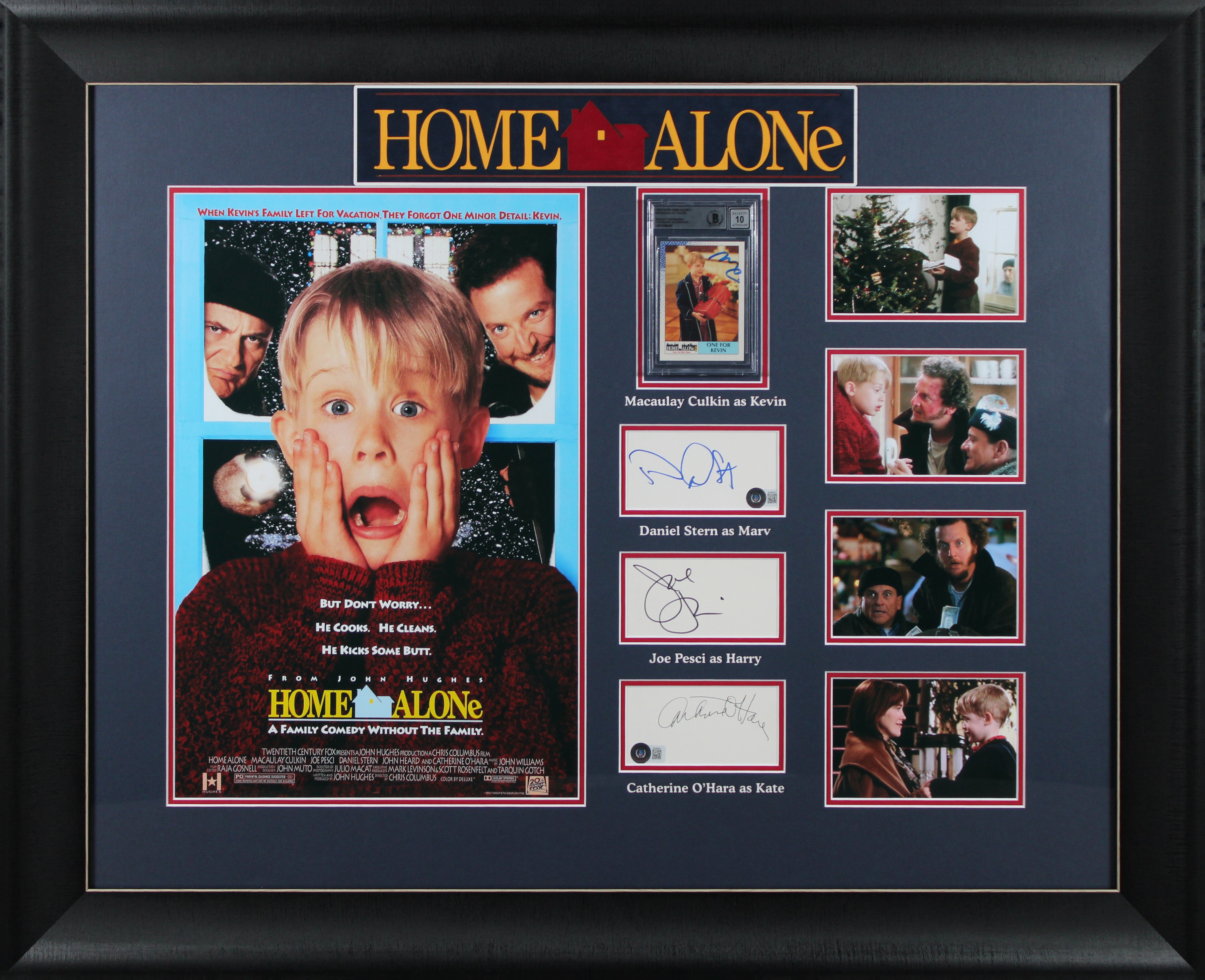 Home Alone (4) Culkin, O'Hara, Pesci & Stern Signed Framed Display BAS #AD64121