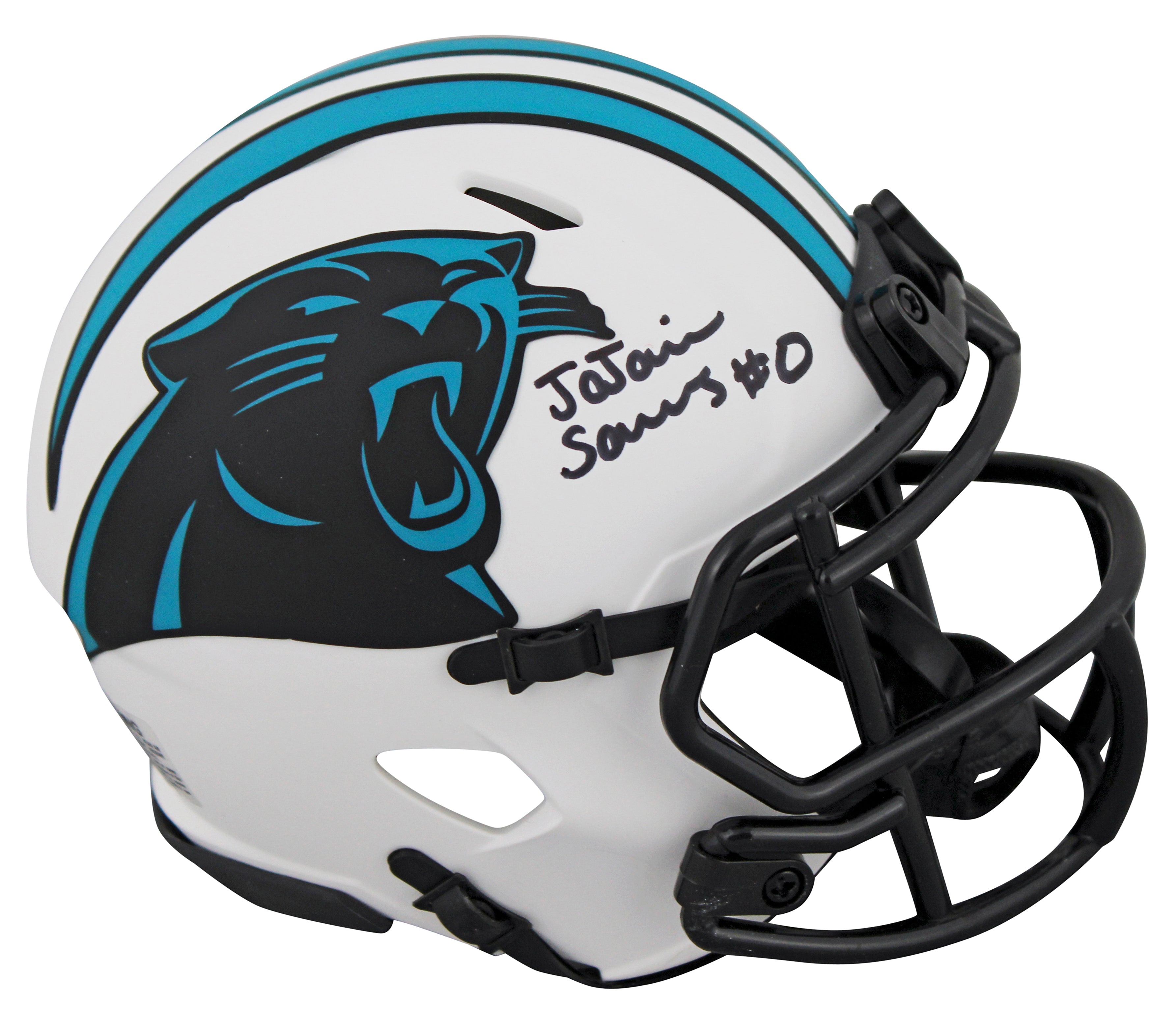 Panthers Ja'Tavion Sanders Authentic Signed Lunar Speed Mini Helmet BAS Witness