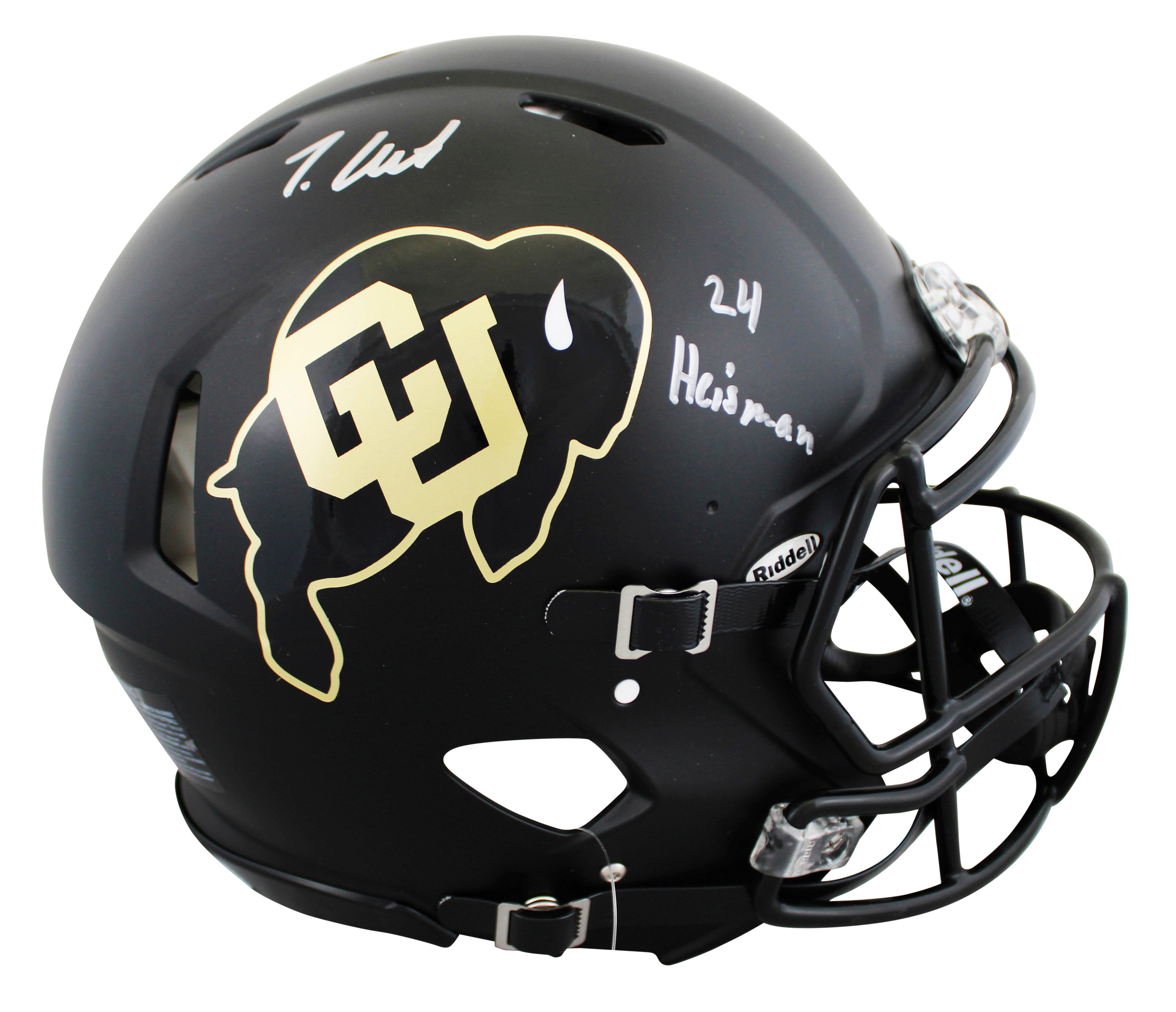 Colorado Travis Hunter "24 HT" Signed Black F/S Speed Proline Helmet W/ Case BAS