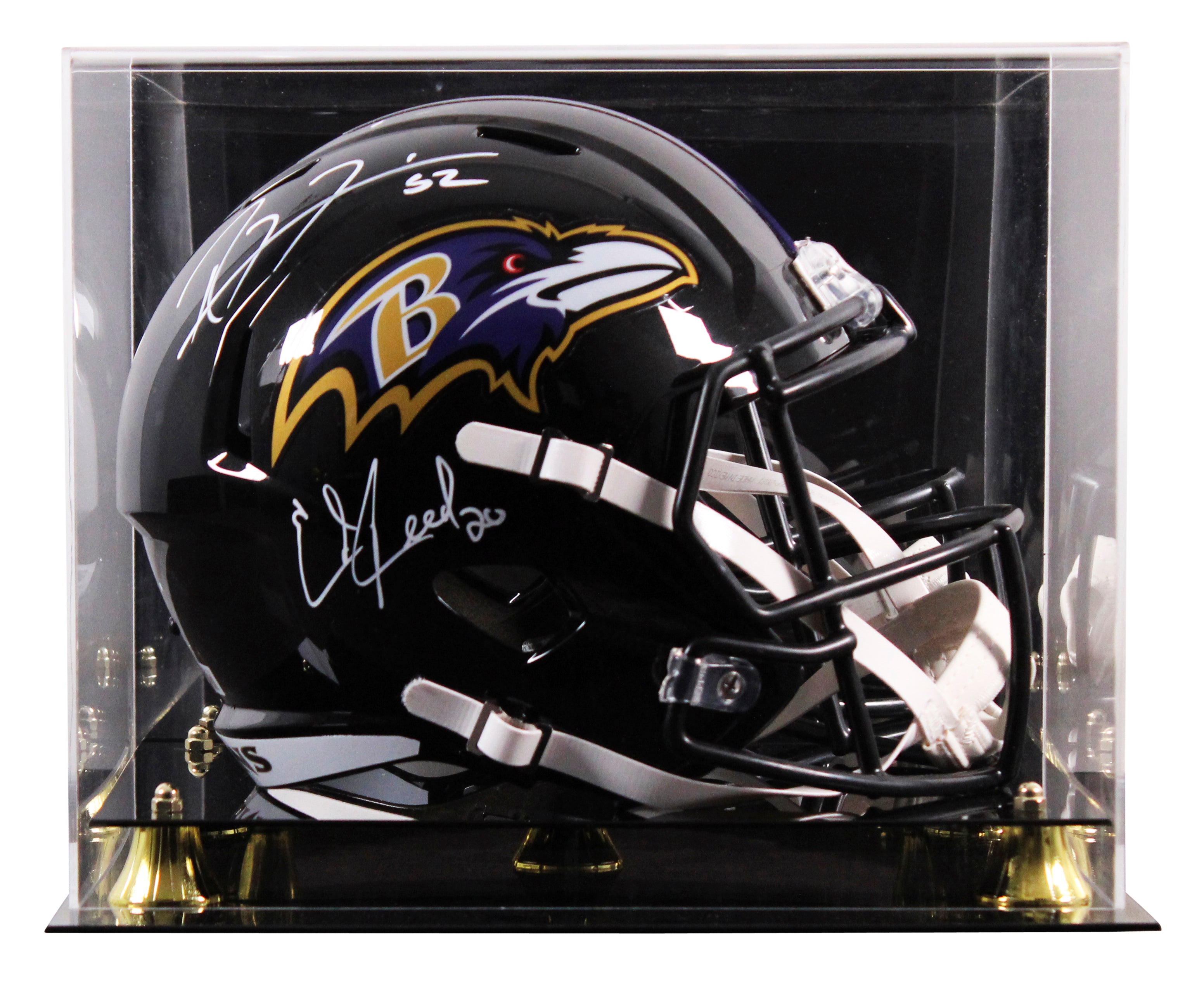 Ravens Ray Lewis & Ed Reed Signed Full Size Speed Rep Helmet W/ Case BAS Witness