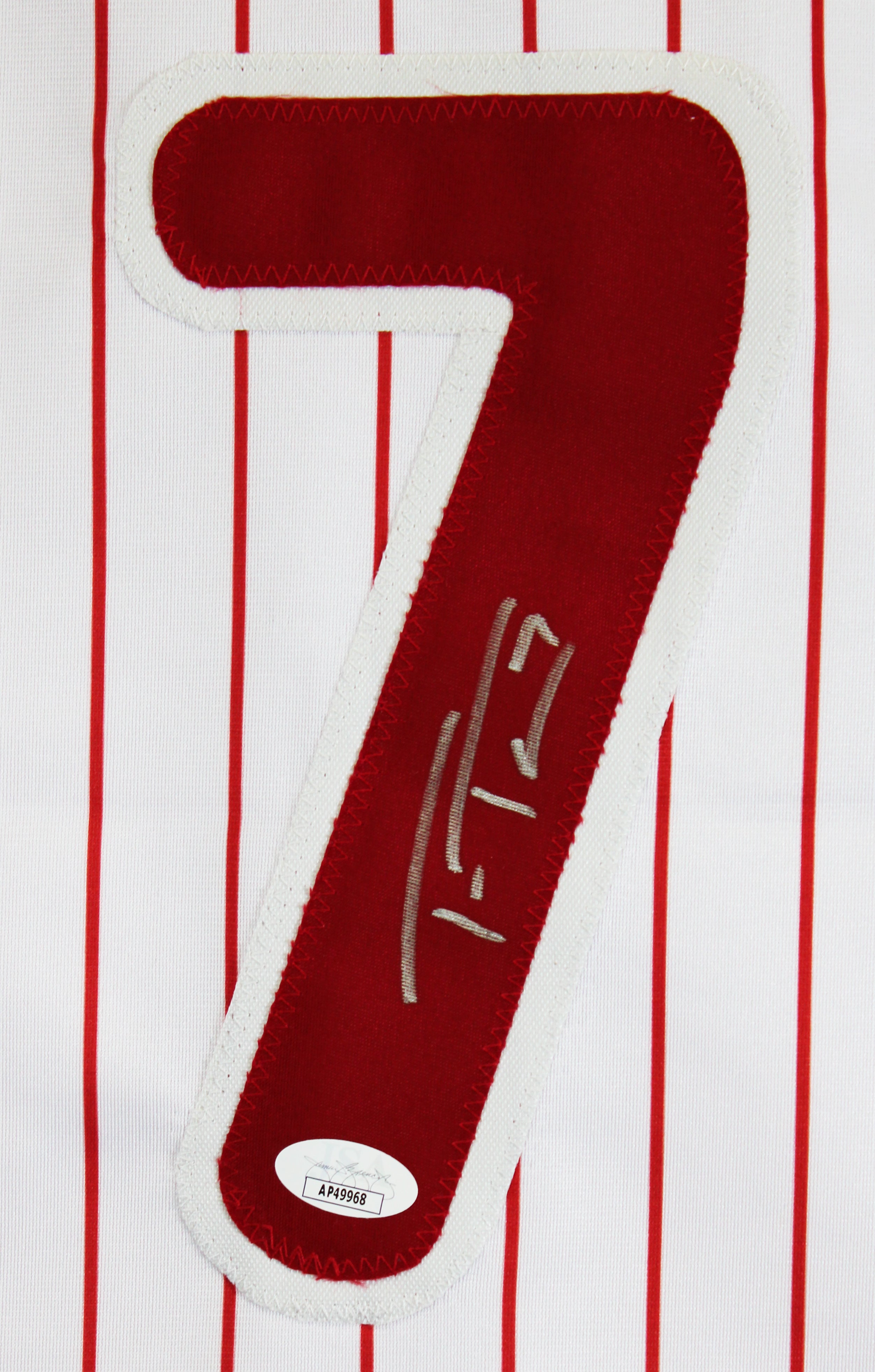 Trea Turner Authentic Signed White Pinstripe Pro Style Jersey Autographed JSA