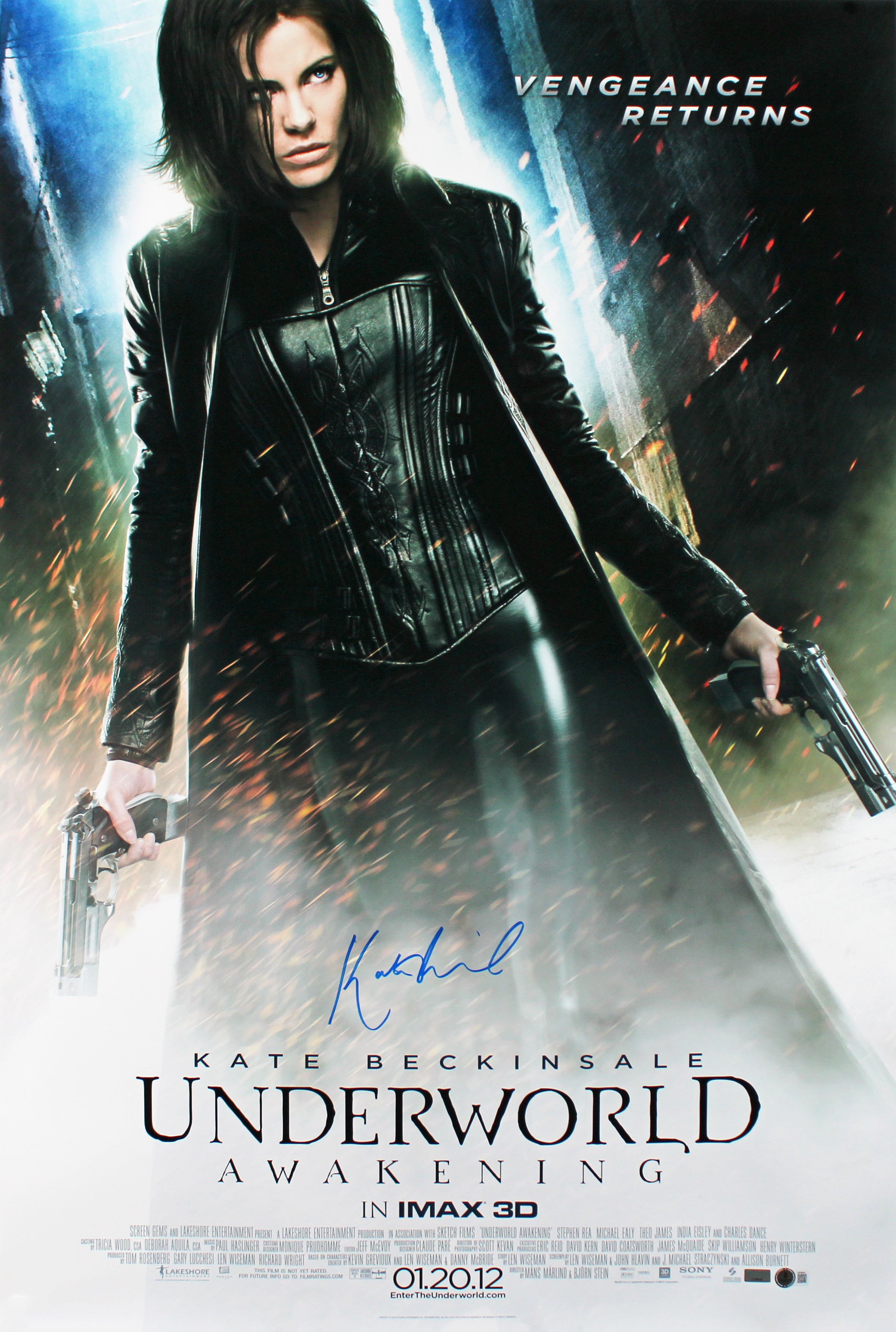 Kate Beckinsale Underworld Awakening Authentic Signed 27x40 Poster BAS