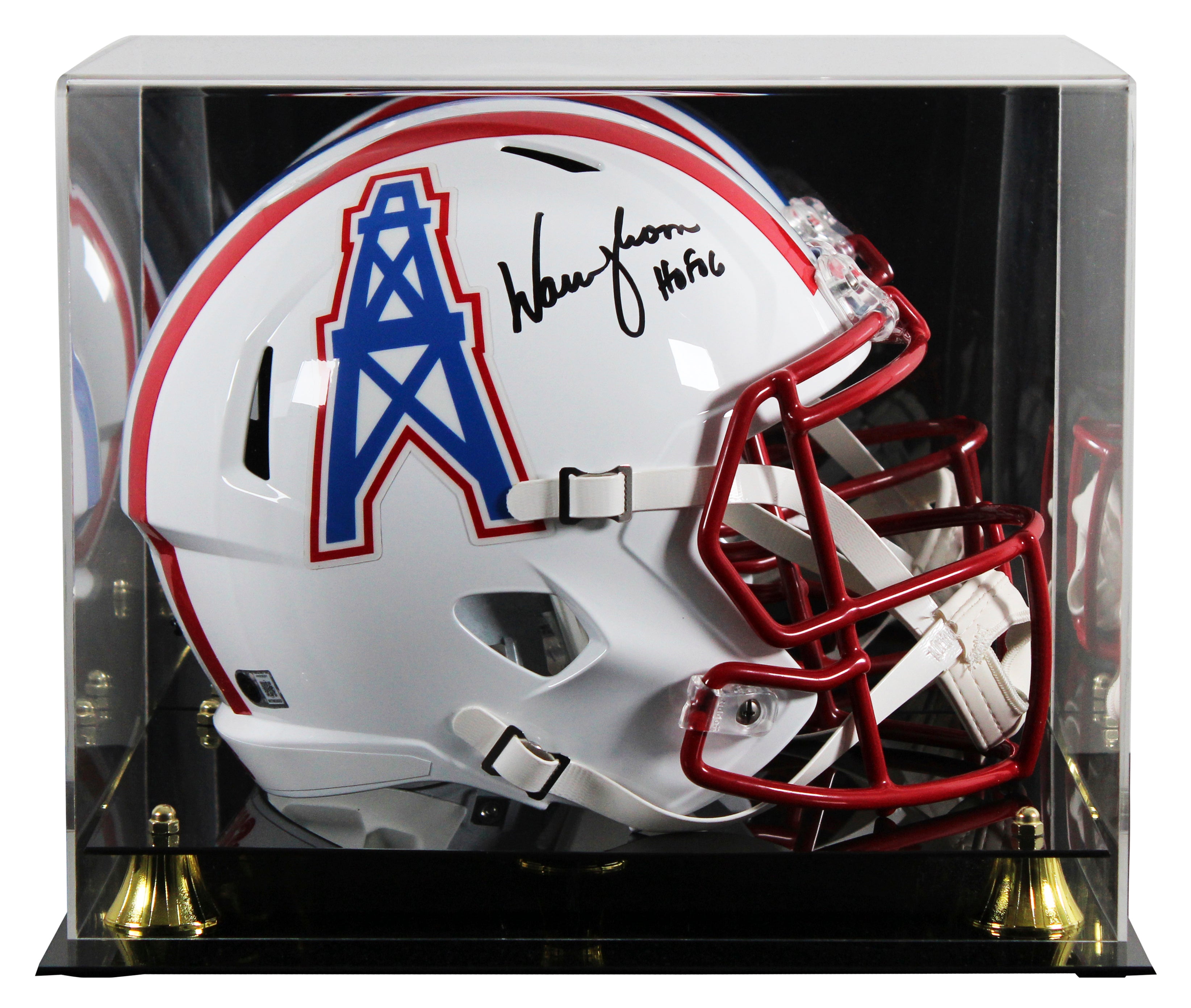 Oilers Warren Moon "HOF 06" Signed 1981-98 TB F/S Speed Rep Helmet W/ Case BAS W