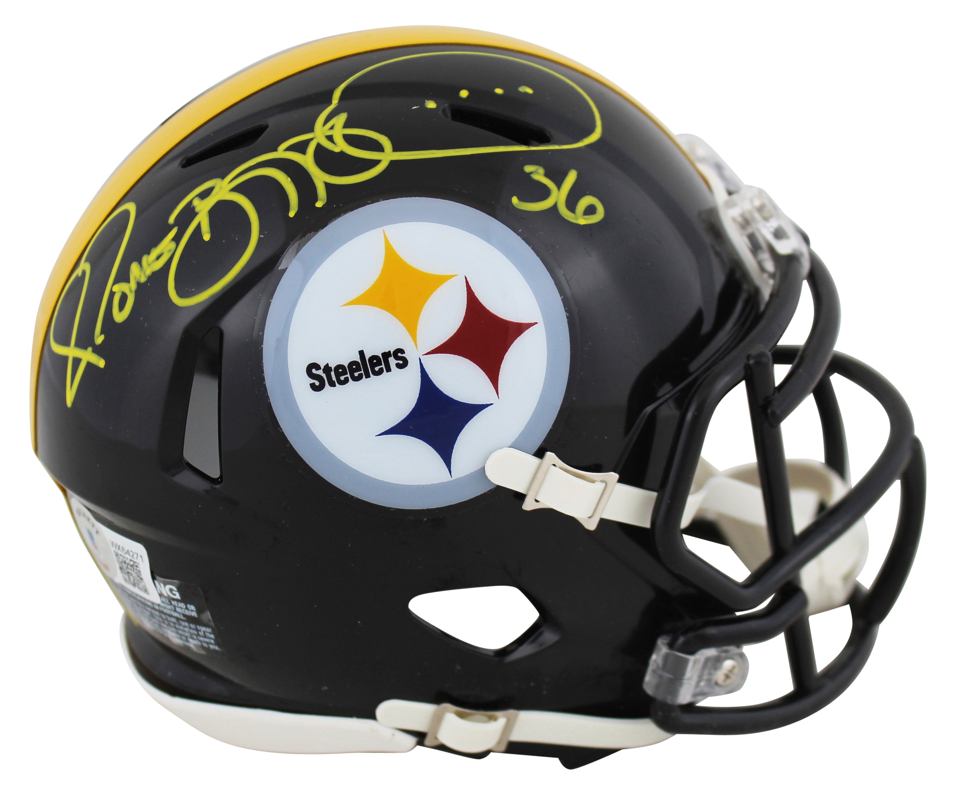 Steelers Jerome Bettis Signed Black Speed Mini Helmet W/ Case BAS Witnessed