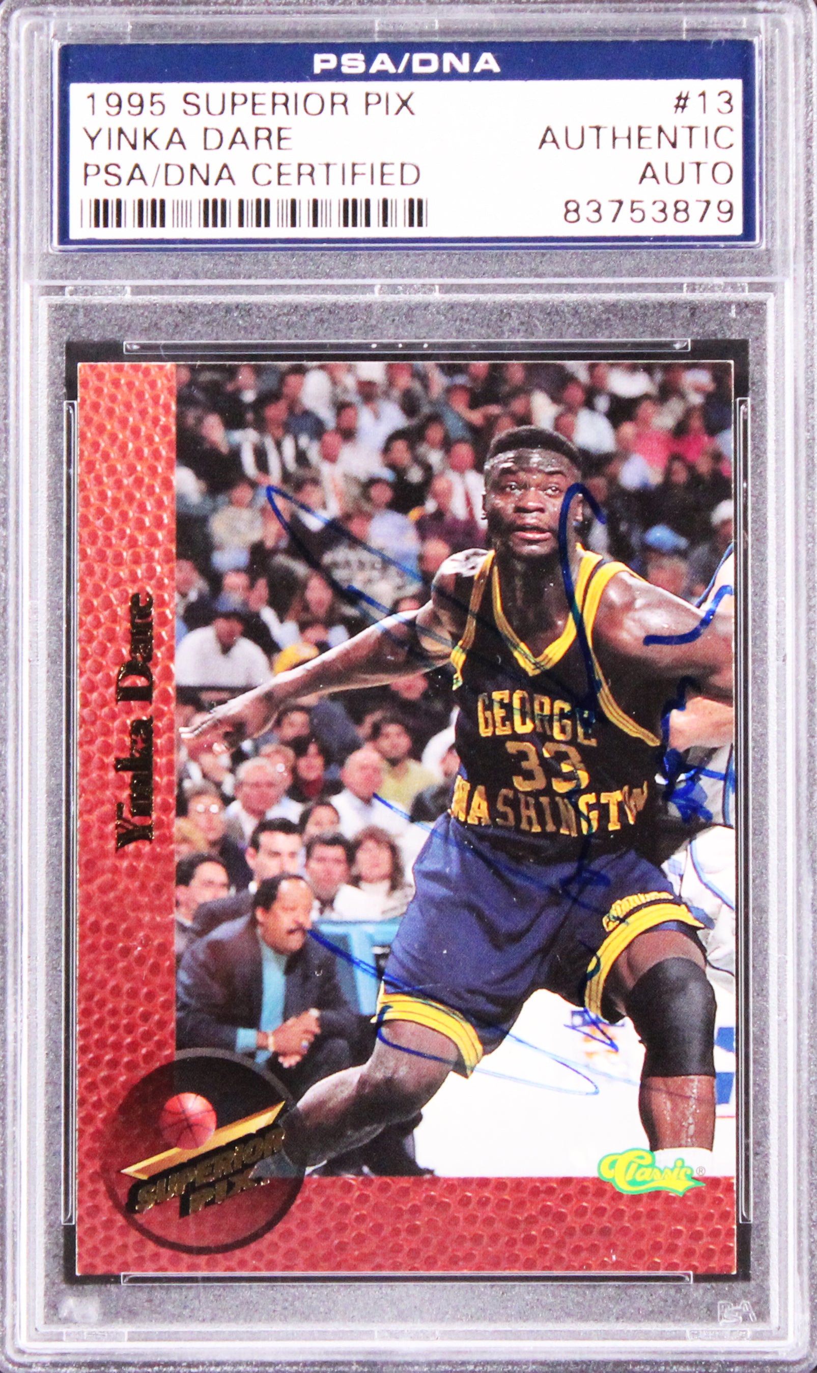 Nets Yinka Dare Authentic Signed 1995 Superior Pix #13 Card Autographed PSA Slab