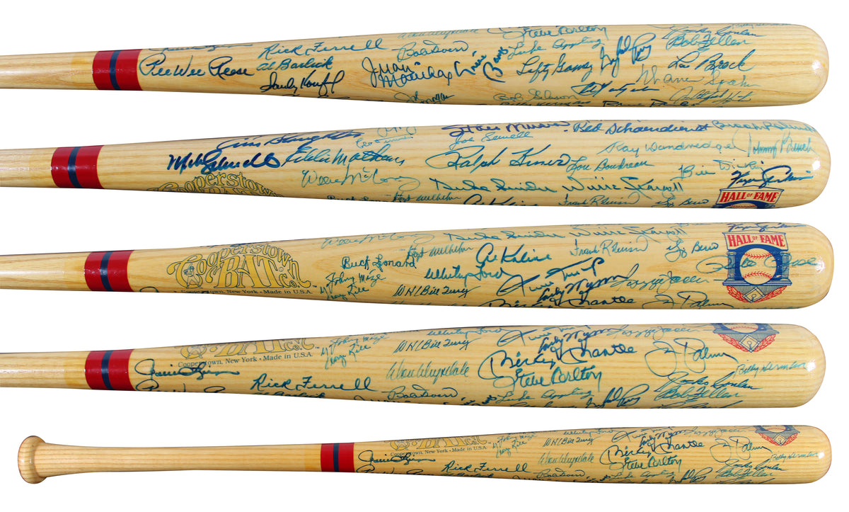 MLB HOFers (56) Mantle, Mays, Koufax, McCovey, Musial Signed HOF Logo Bat JSA