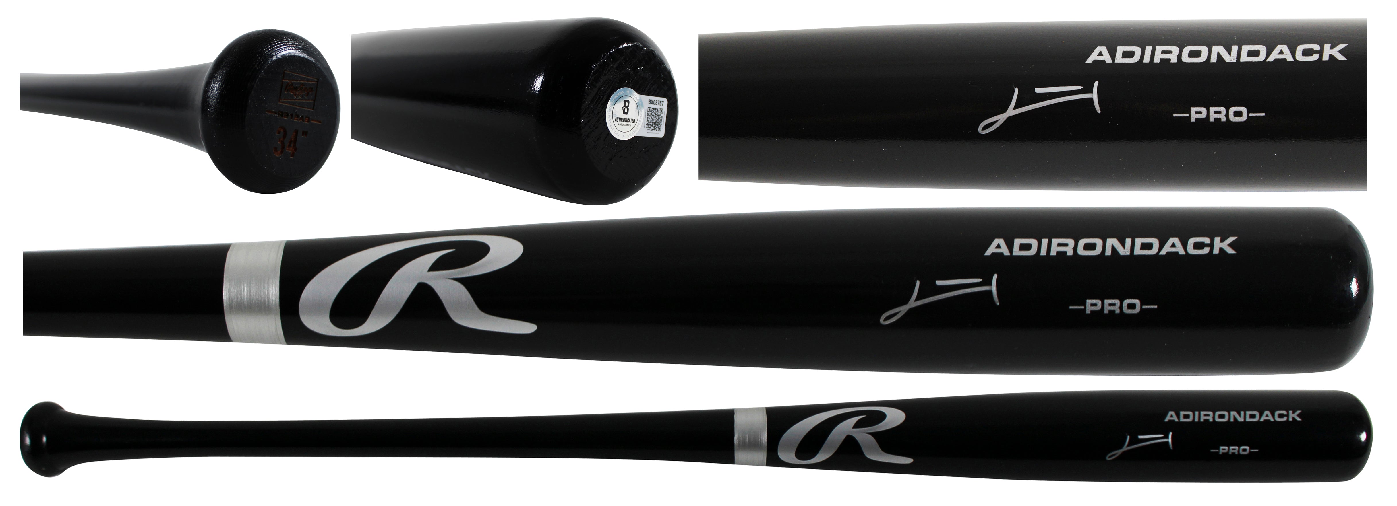 Rays Junior Caminero Authentic Signed Black Rawlings Adirondack Baseball Bat BAS