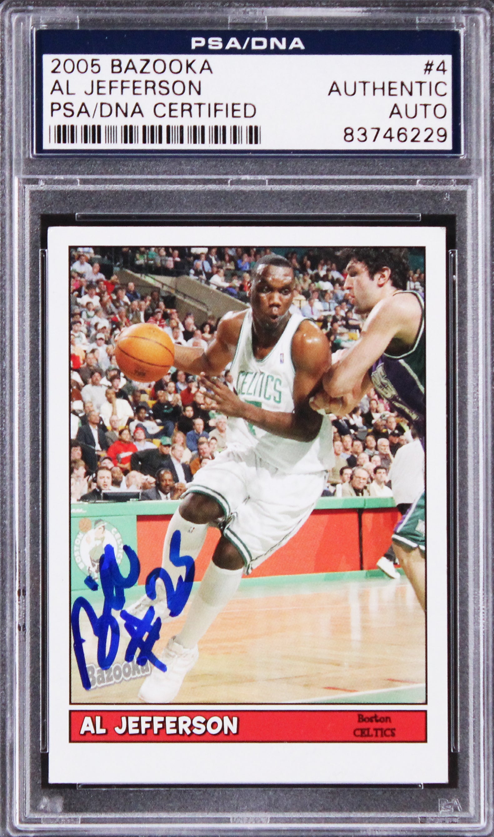 Celtics Al Jefferson Authentic Signed 2005 Bazooka #4 Card Autographed PSA Slab