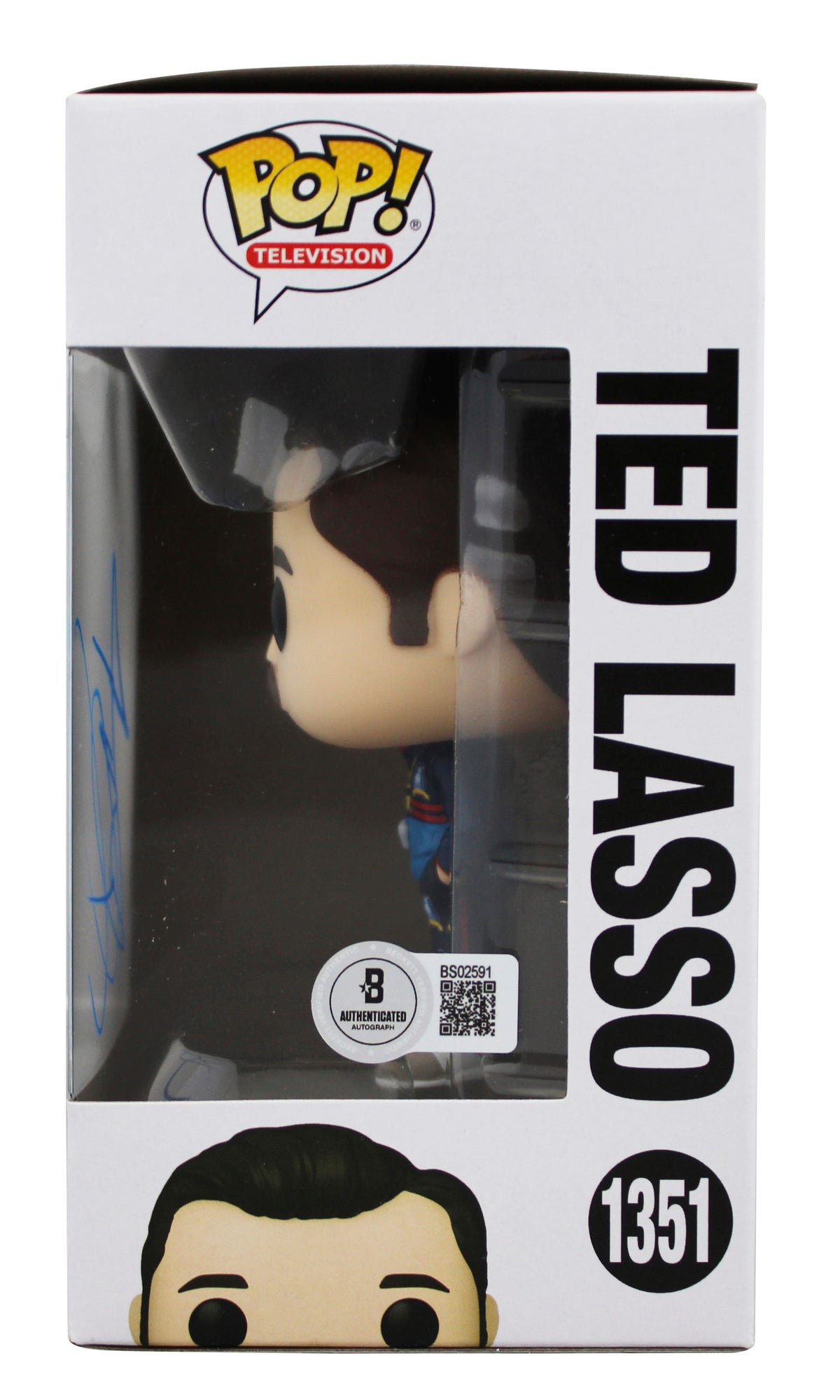 Jason Sudeikis Ted Lasso Signed #1351 Funko Pop Vinyl Figure w/ Blue Sig BAS