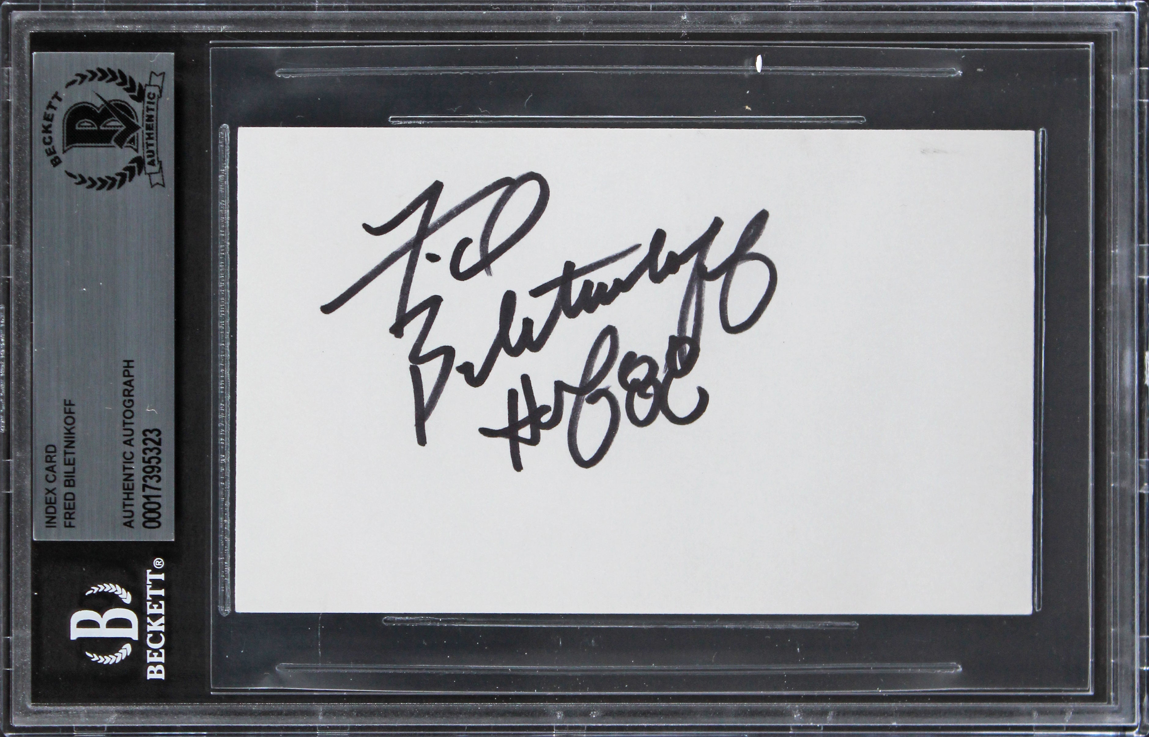 Raiders Fred Biletnikoff "HOF 88" Authentic Signed 3x5 Index Card BAS Slabbed