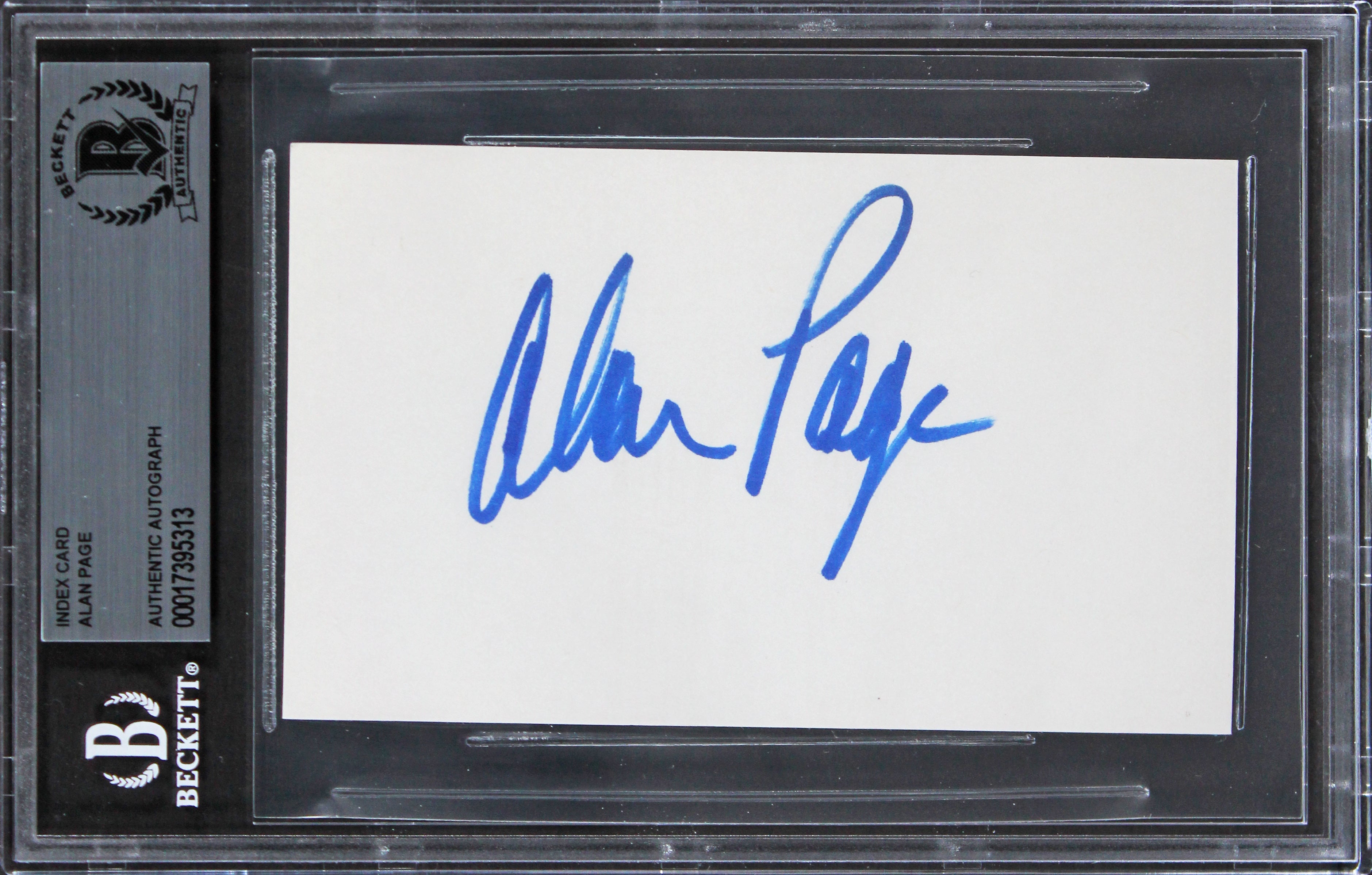 Vikings Alan Page Authentic Signed 3x5 Index Card Autographed BAS Slabbed