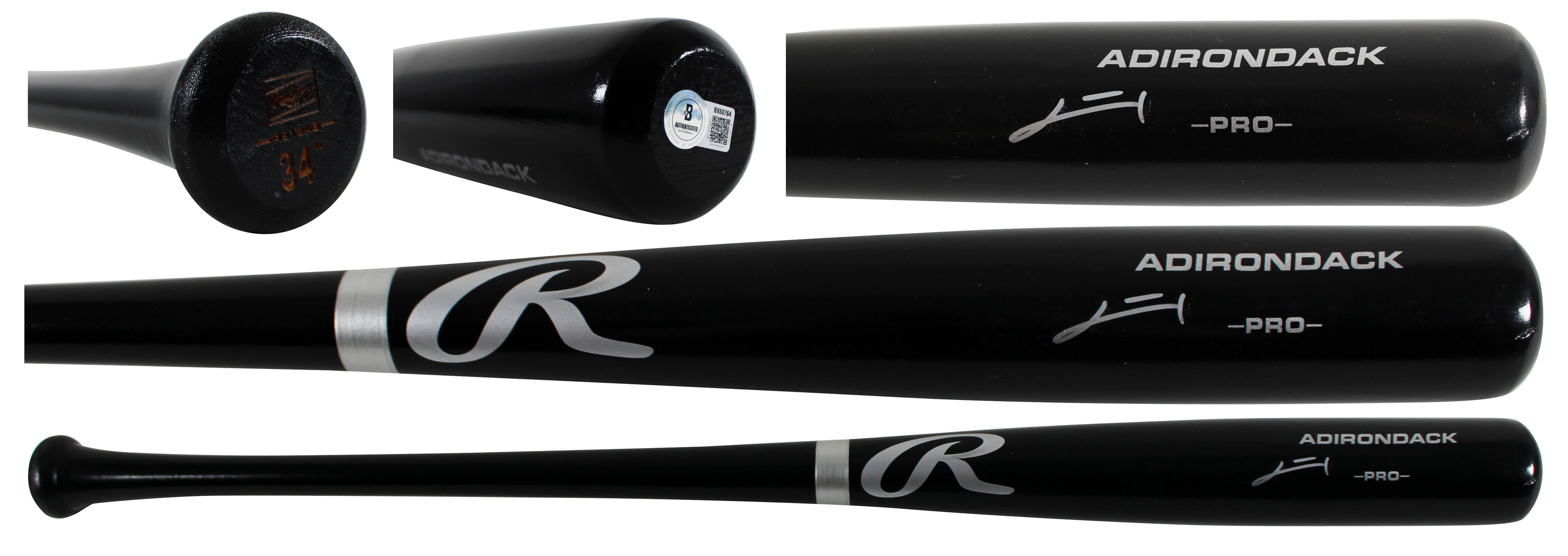 Rays Junior Caminero Signed Black Rawlings Adirondack Baseball Bat BAS #BX68764