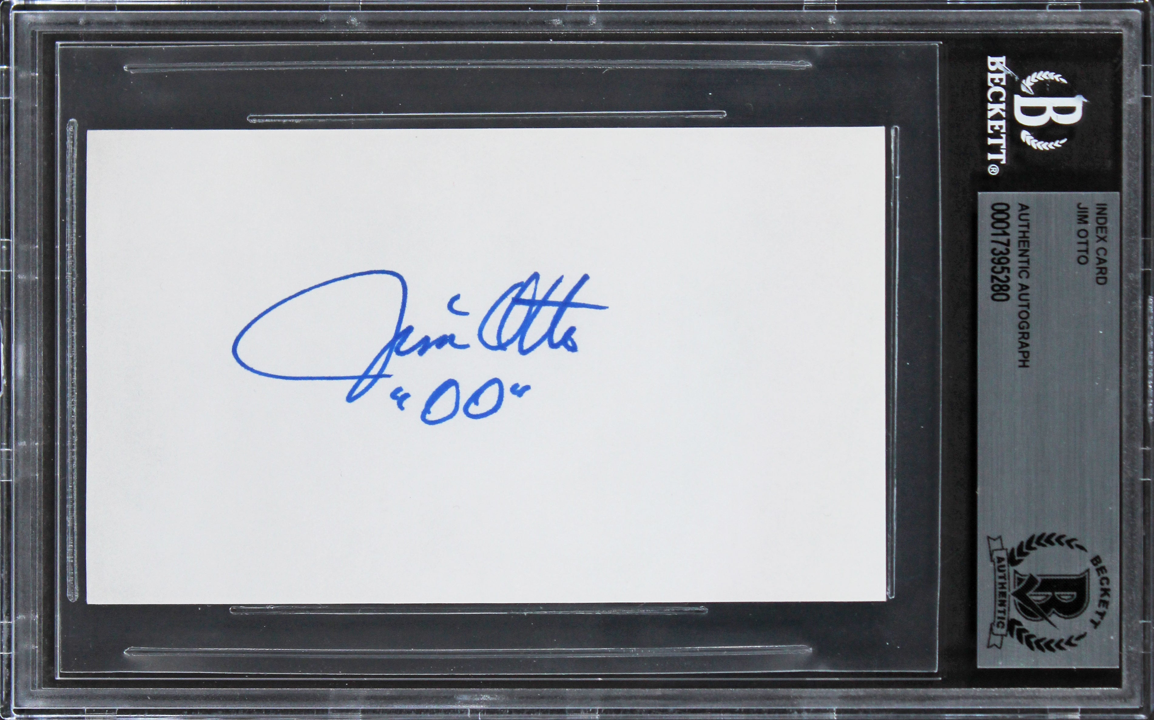 Raiders Jim Otto "00" Authentic Signed 3x5 Index Card Autographed BAS Slabbed