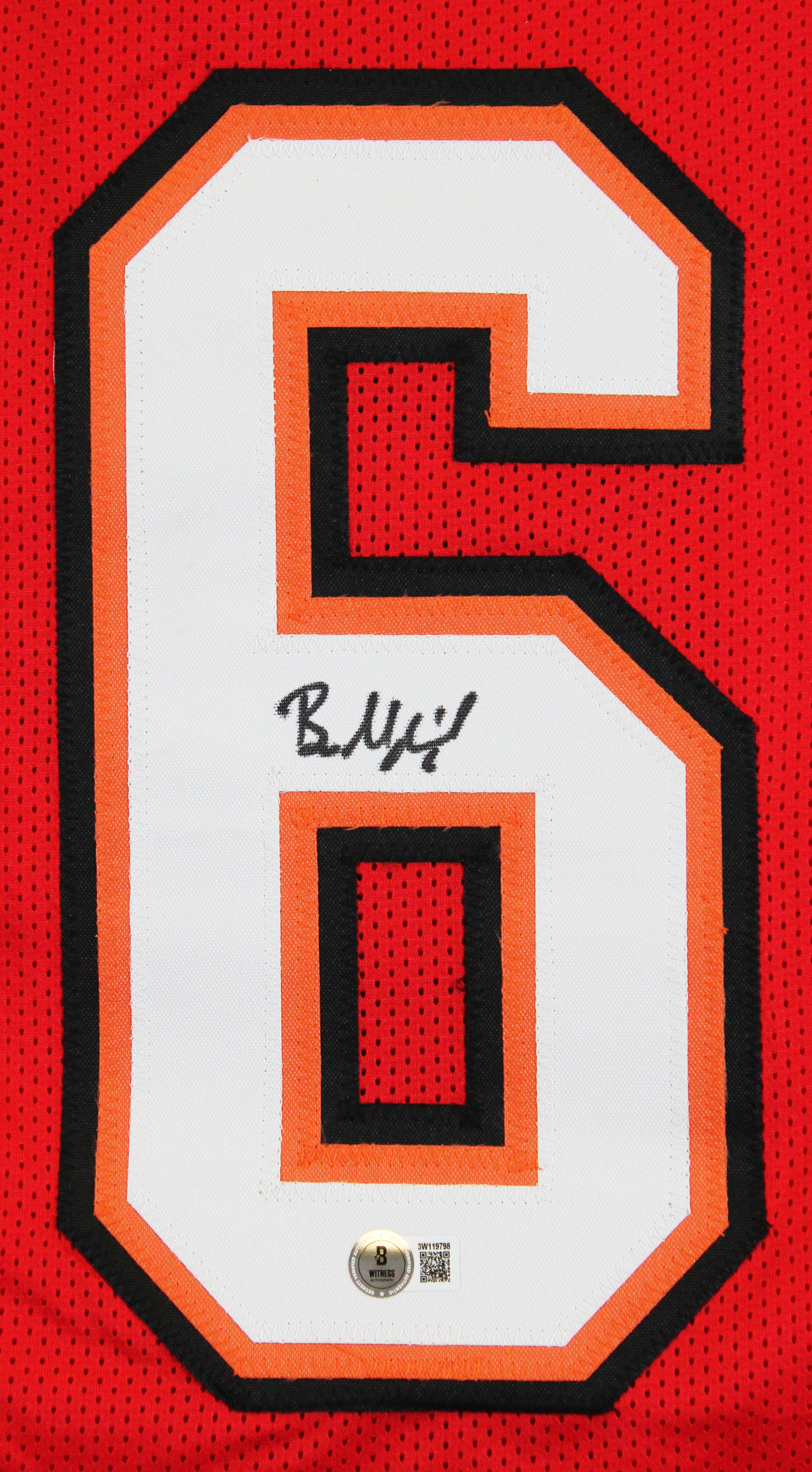 Baker Mayfield Authentic Signed Red Pro Style Jersey Autographed BAS Witnessed