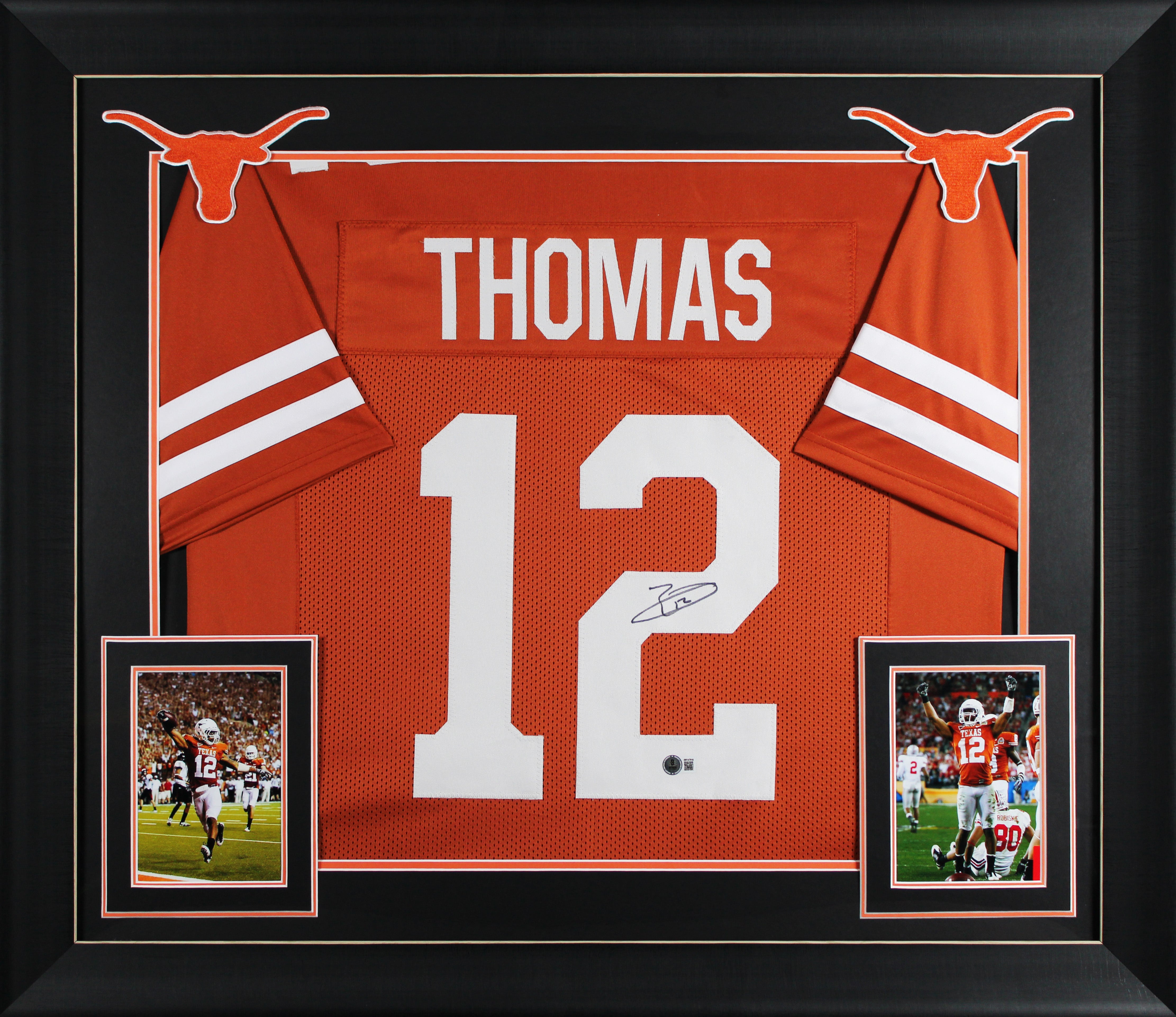 Texas Earl Thomas Authentic Signed Burnt Orange Pro Style Framed Jersey BAS Wit