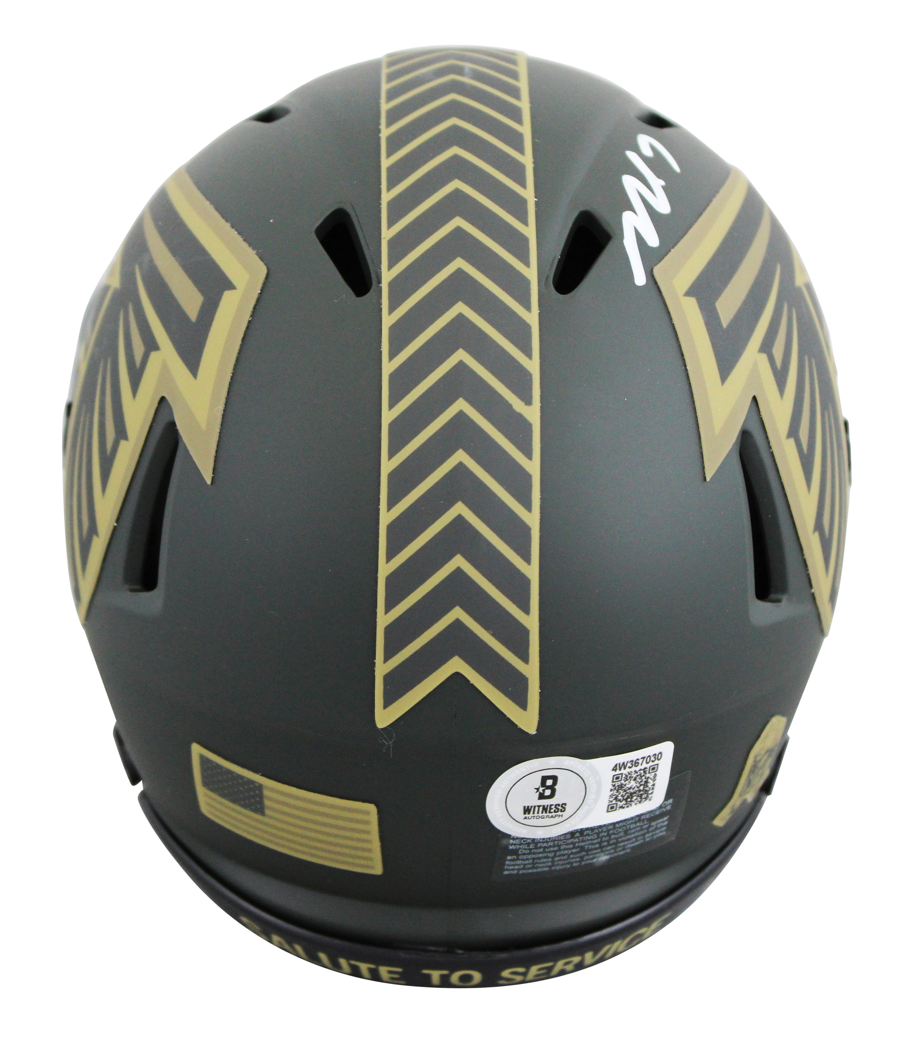 Falcons Michael Vick Signed Salute to Service IV Speed Mini Helmet BAS Witnessed