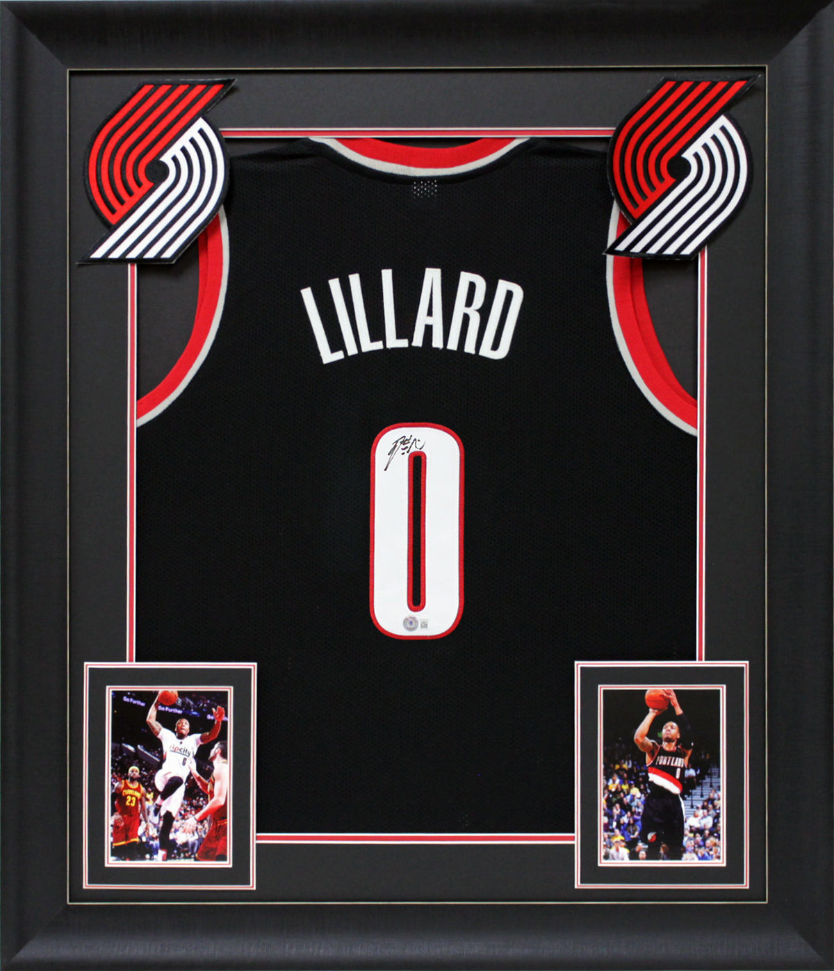 Damian Lillard Authentic Signed Black Pro Style Framed Jersey Autographed BAS 2