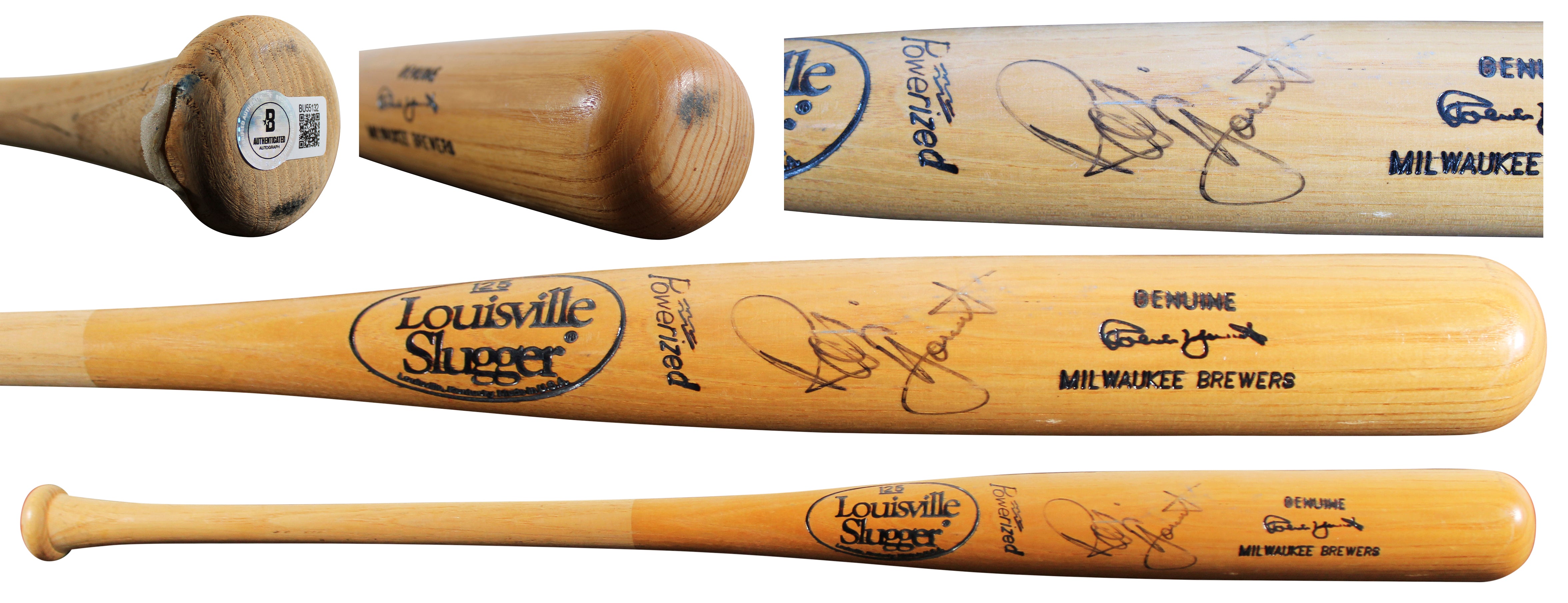 Brewers Robin Yount Signed Game Used Louisville Slugger Player Model Bat BAS