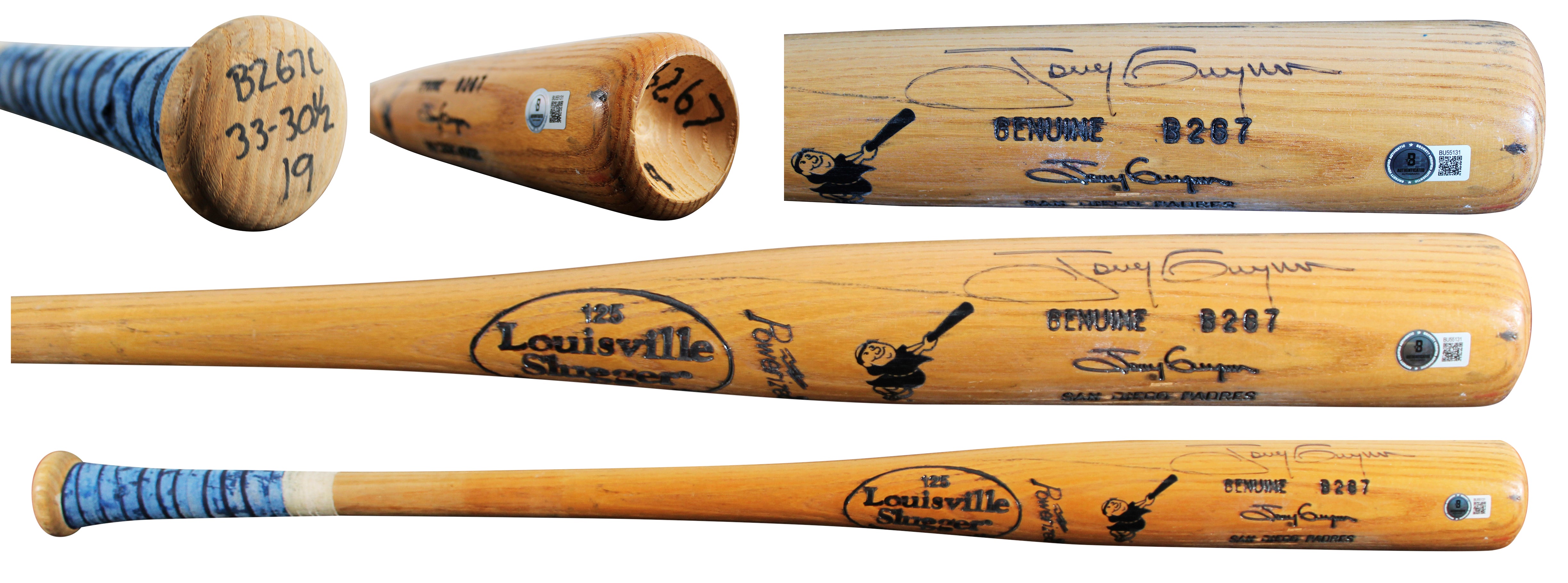 Padres Tony Gwynn Signed Game Used Louisville Slugger Player Model Bat BAS