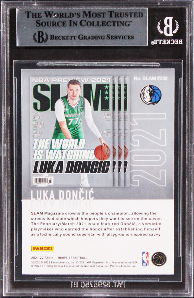 Mavericks Luka Doncic Authentic Signed 2021 Hoops Slam Winter #20 Card BAS Slab
