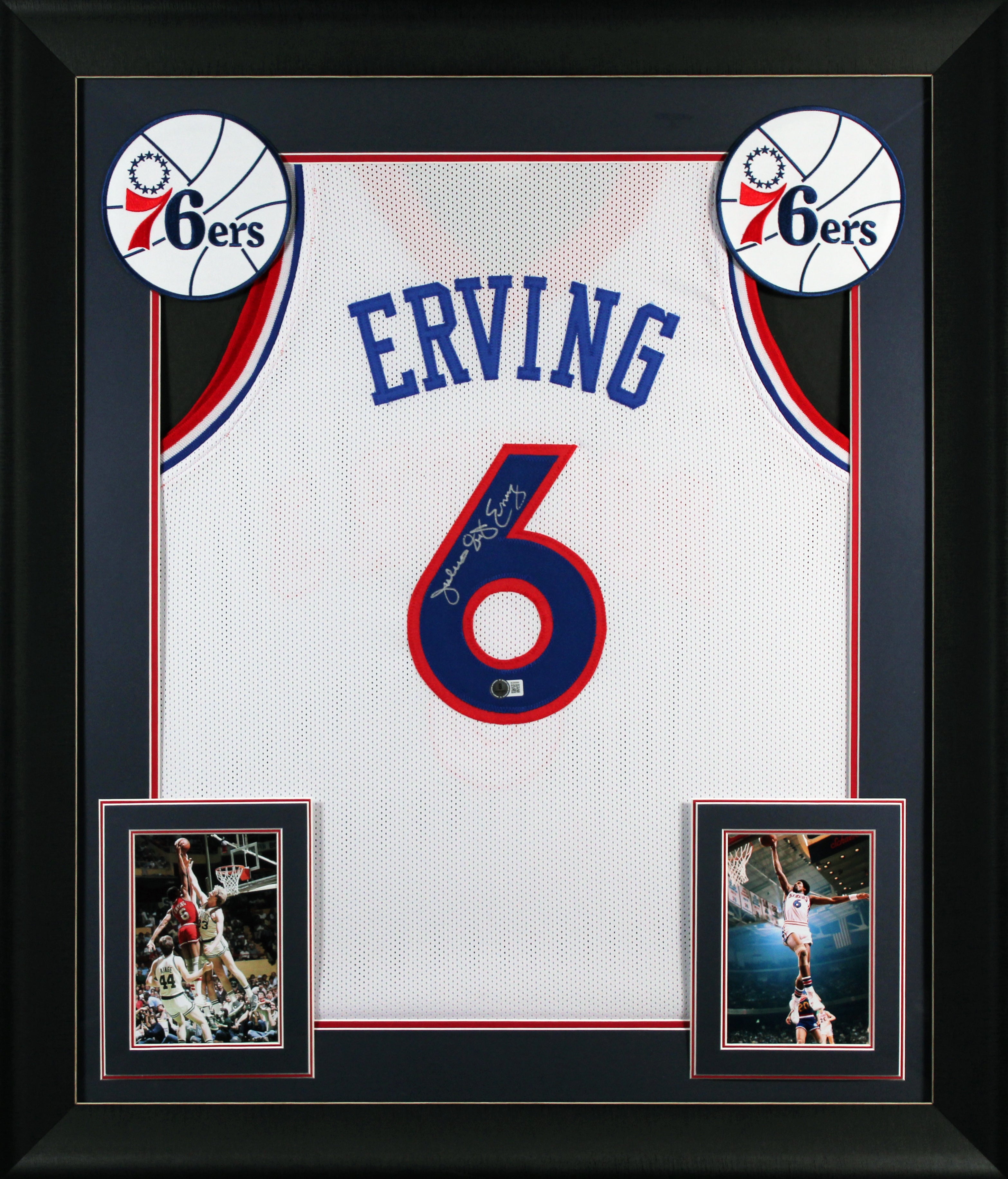 Julius "Dr. J" Erving Authentic Signed White Pro Style Framed Jersey BAS