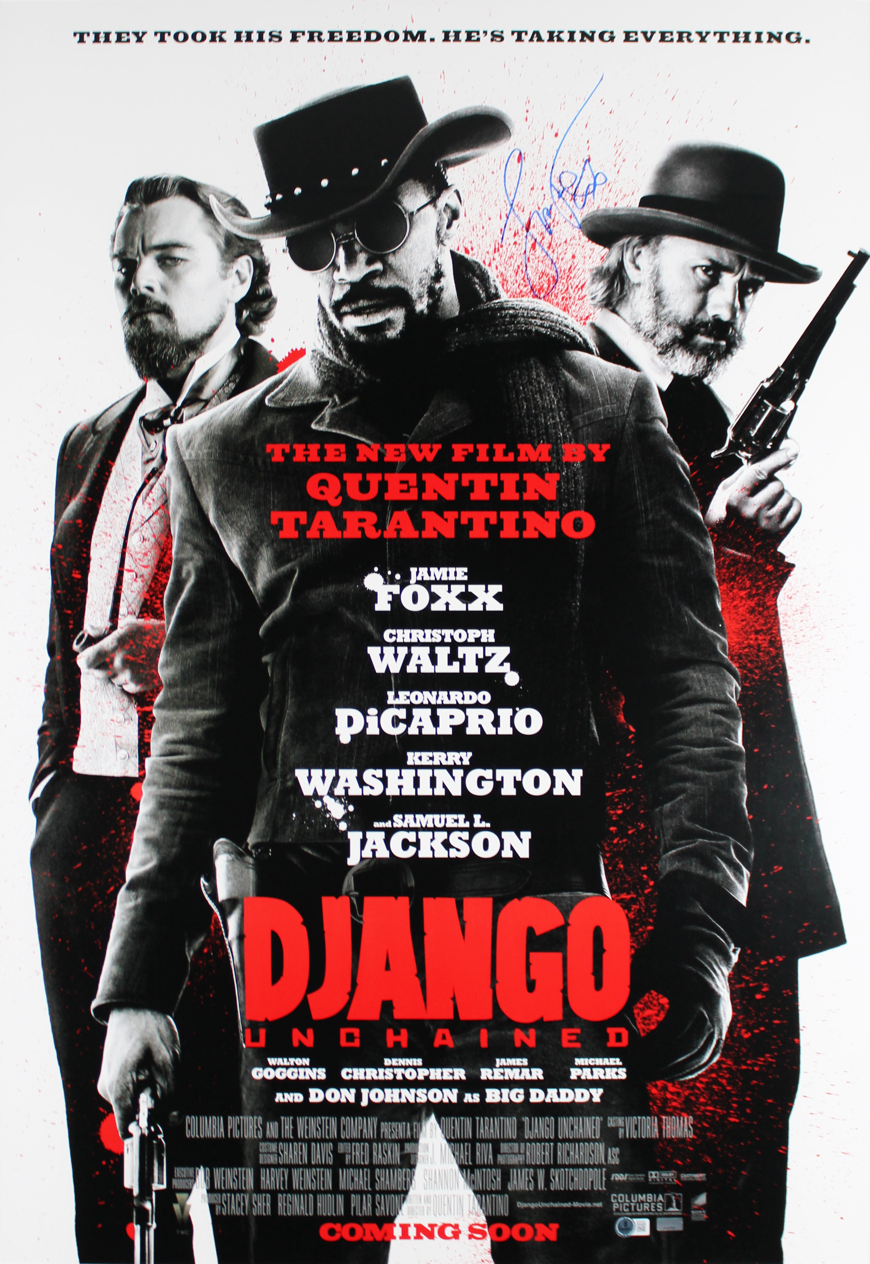 Jamie Foxx Django Unchained Signed & Framed 27x40 Movie Poster BAS #BQ98525