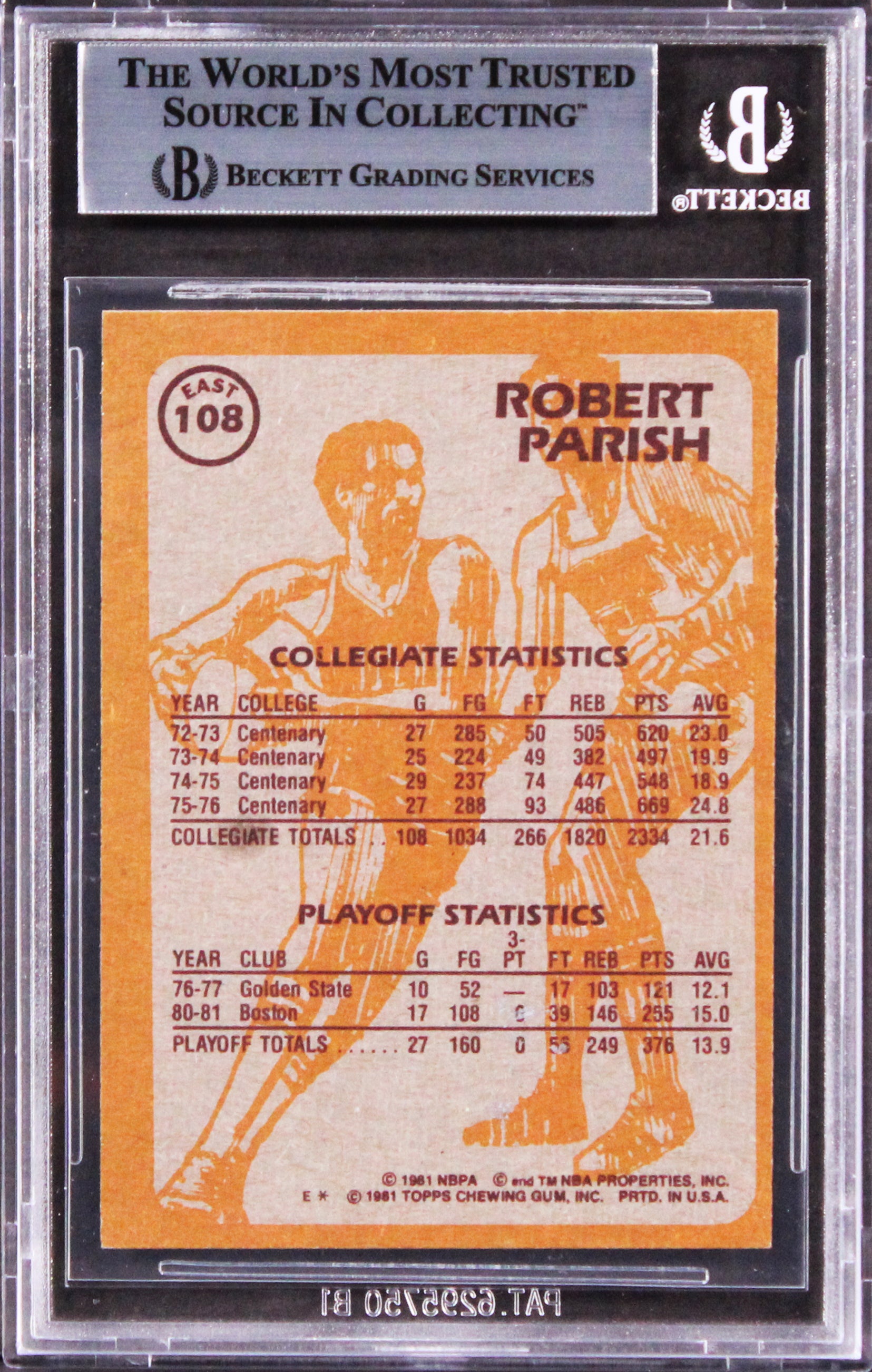 Celtics Robert Parish Authentic Signed 1981 Topps #E108 Card BAS Slabbed