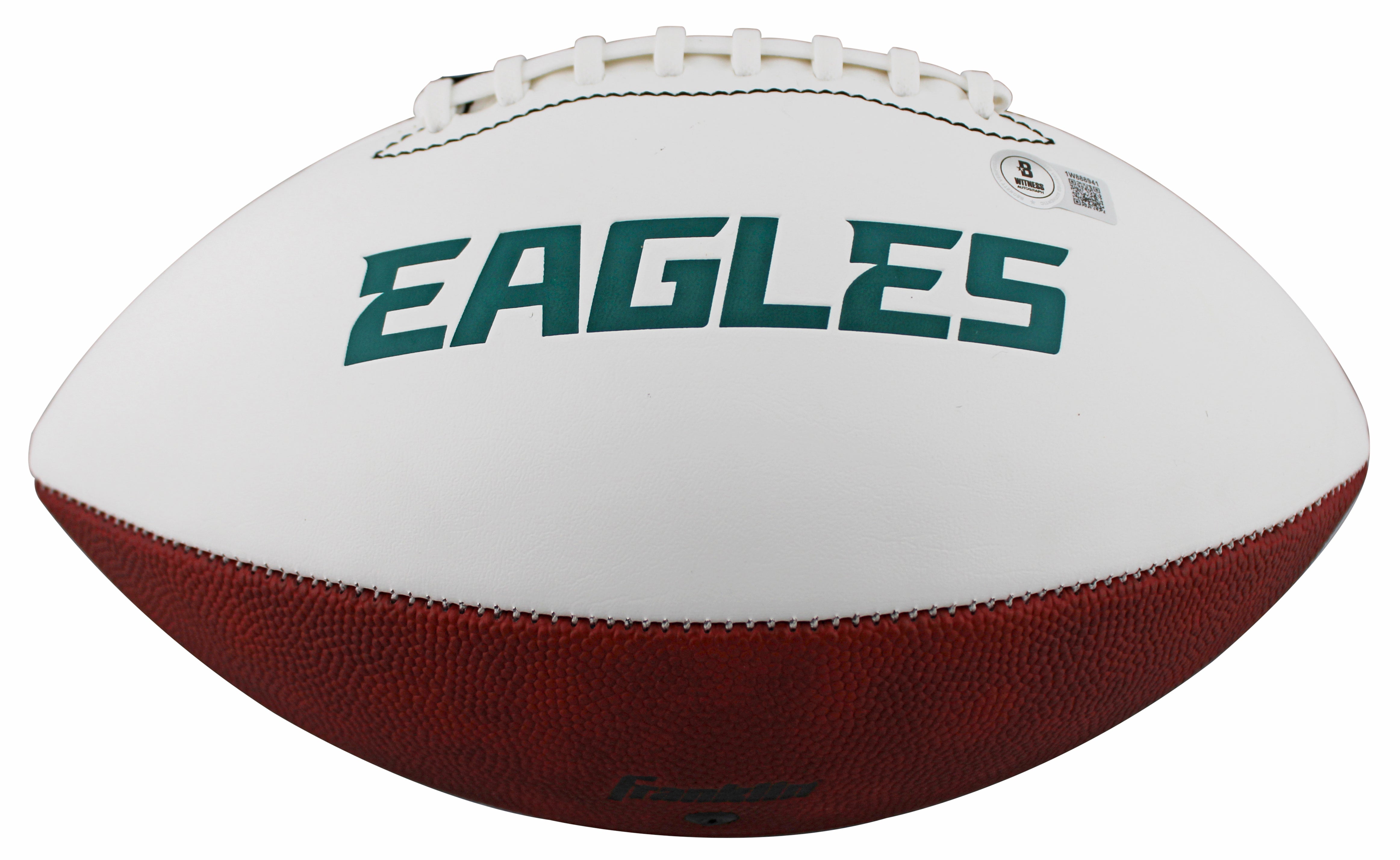 Eagles A.J. Brown Signed Franklin White Panel Football W/ Case BAS Witnessed