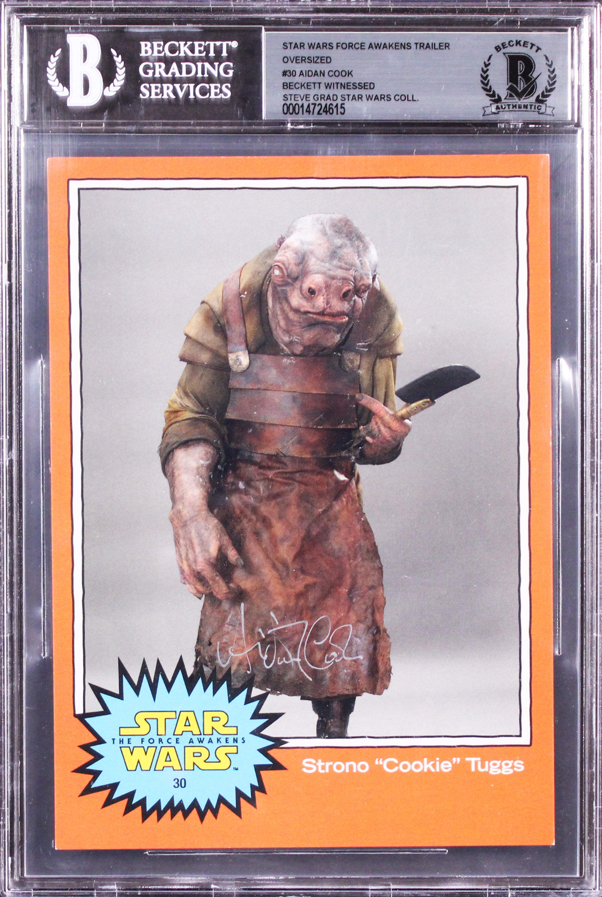 Aidan Cook Star Wars Signed Star Wars Force Awakens Trailer OS #30 Card BAS Slab