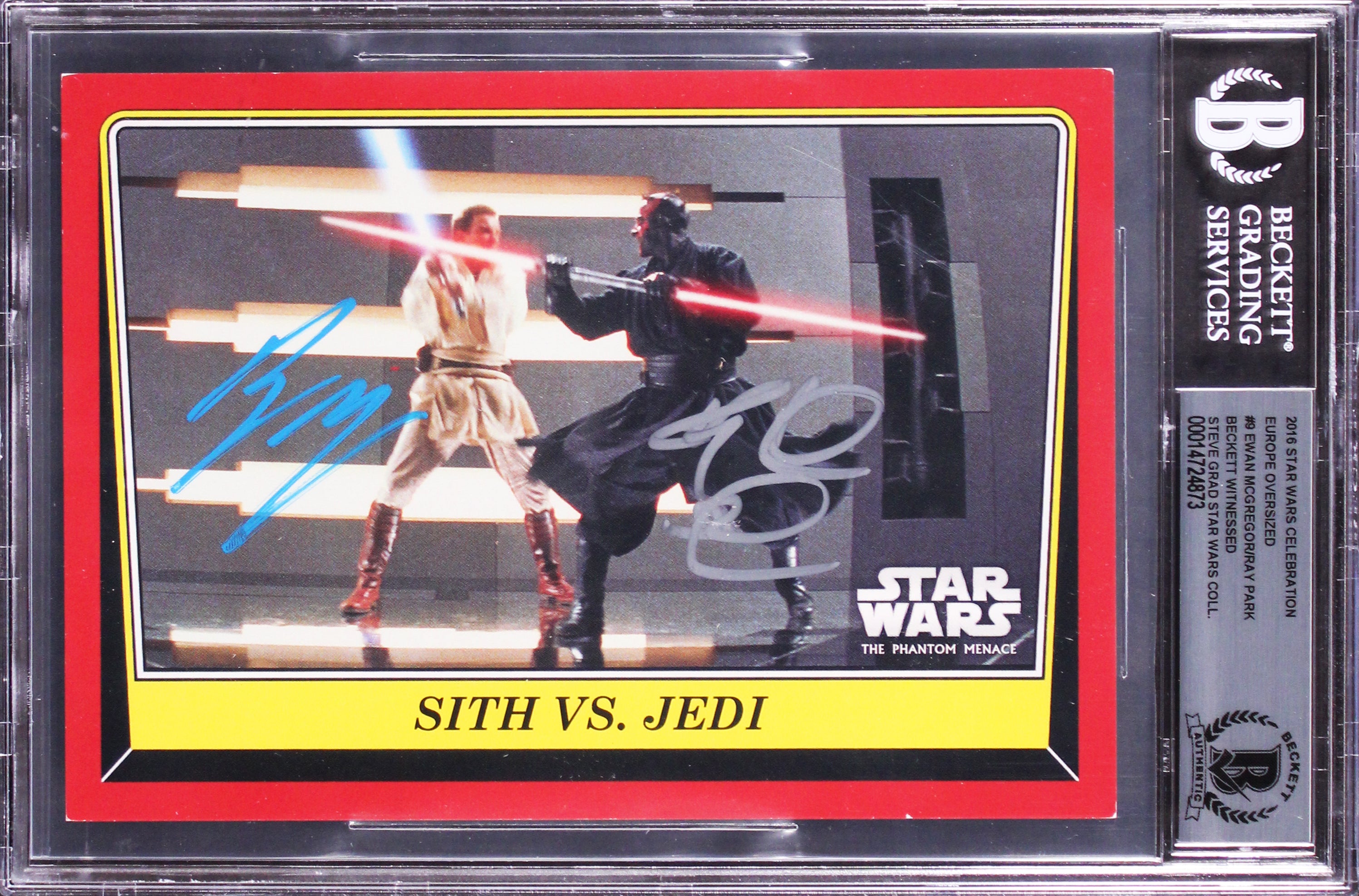 Ewan McGregor & Ray Park Signed 2016 Star Wars Celebration OS #9 Card BAS Slab