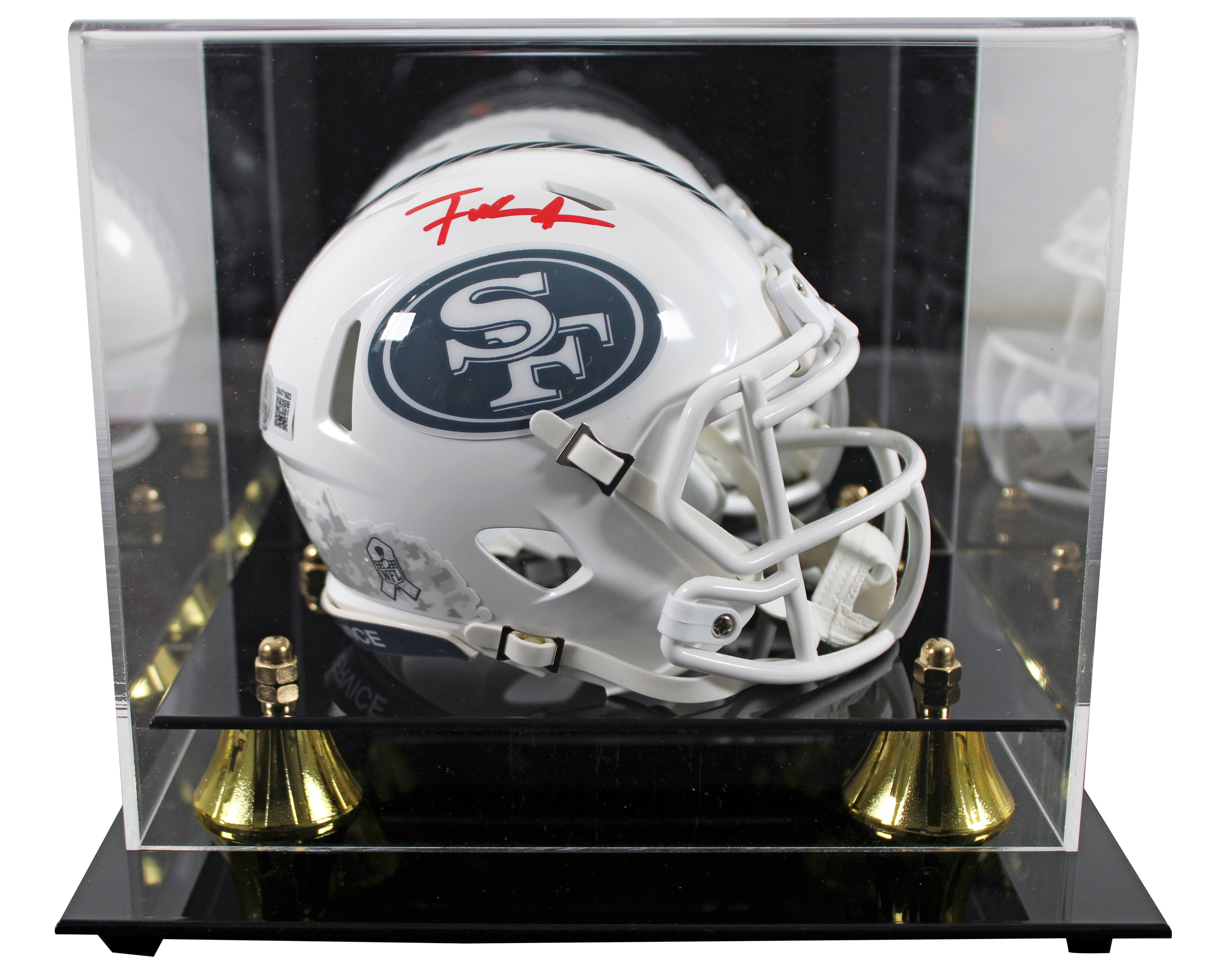 49ers Frank Gore Signed Salute To Service III Speed Mini Helmet W/ Case BAS Wit