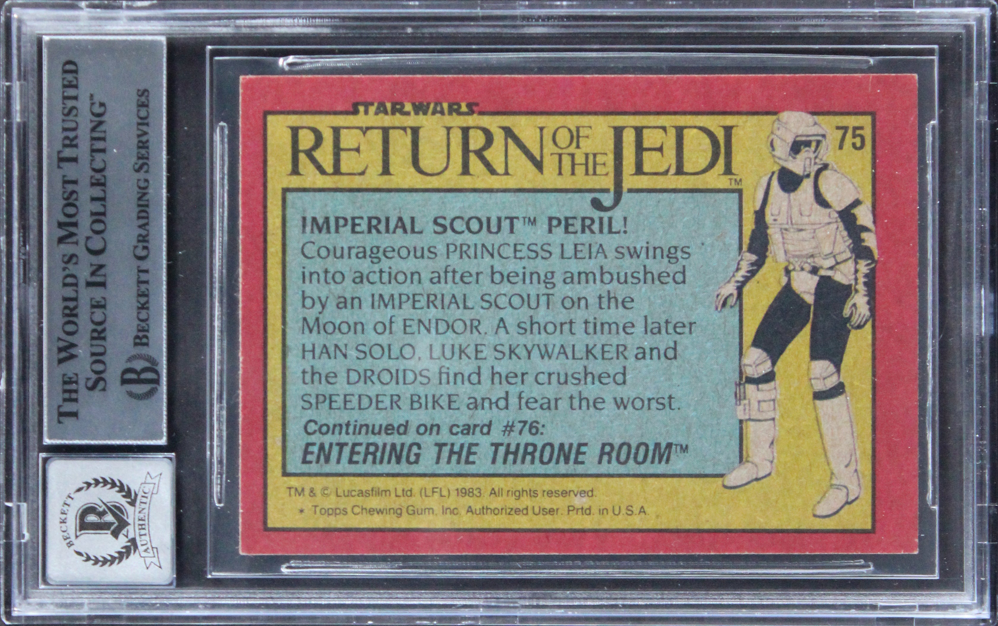 Star Wars (3) Ronzani +2 Signed 1983 SW ROTJ #75 Card Auto Grade 10! BAS Slabbed