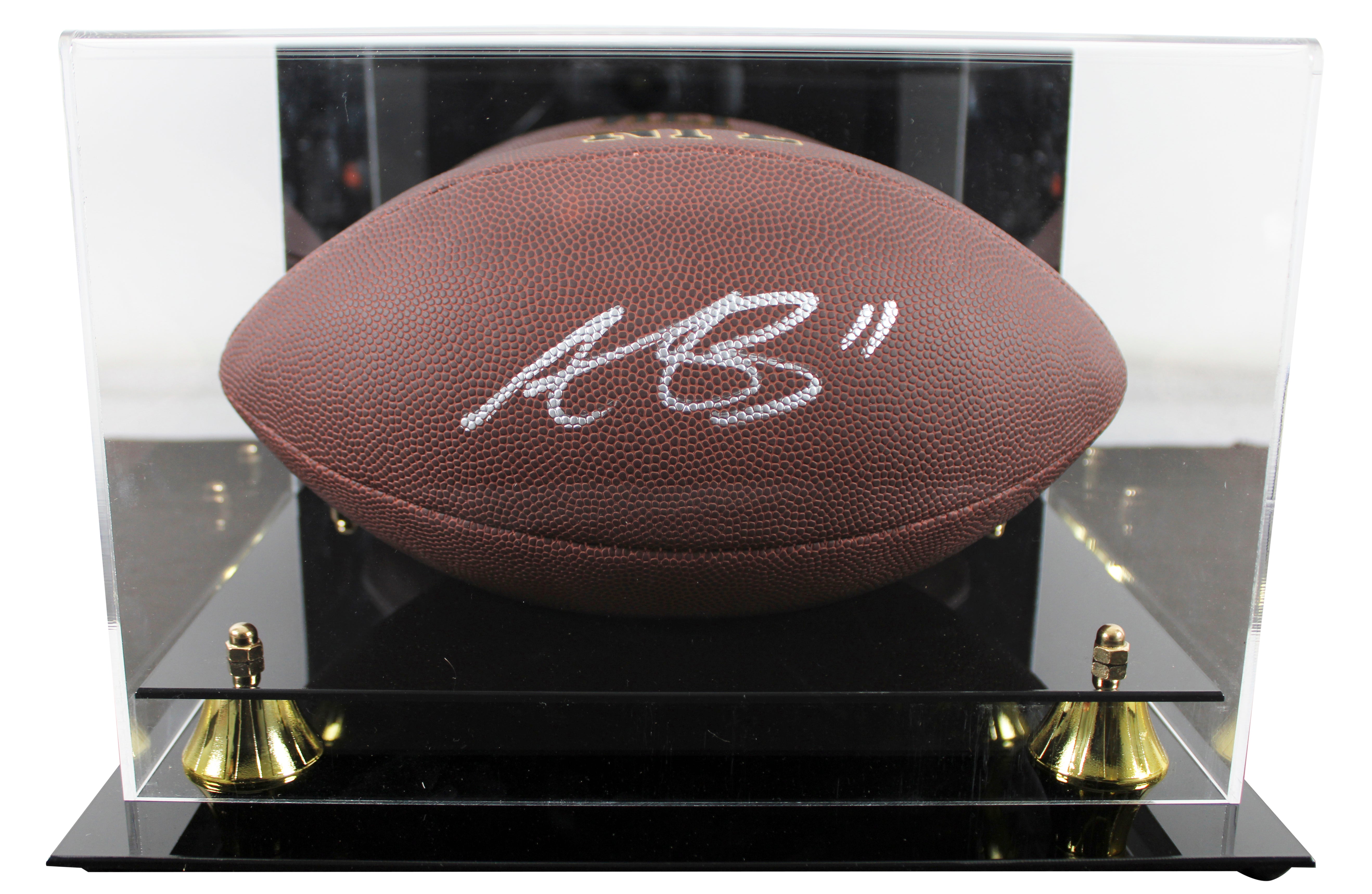 Eagles A.J. Brown Signed Wilson Super Grip Football W/ Case BAS Witnessed