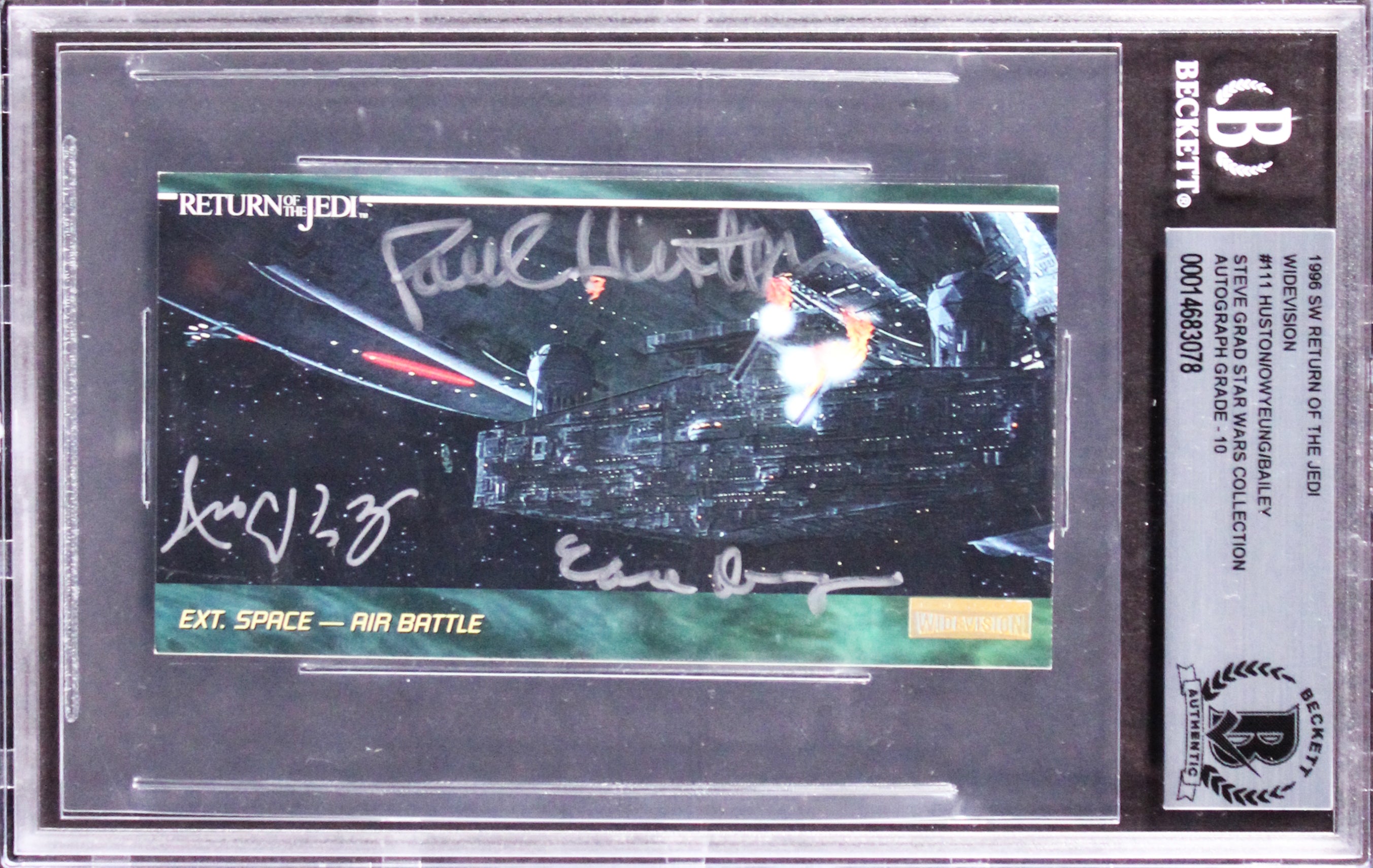 Star Wars (3) Huston, Bailey +1 Signed 1996 ROTJ WV #111 Card Auto 10! BAS Slab