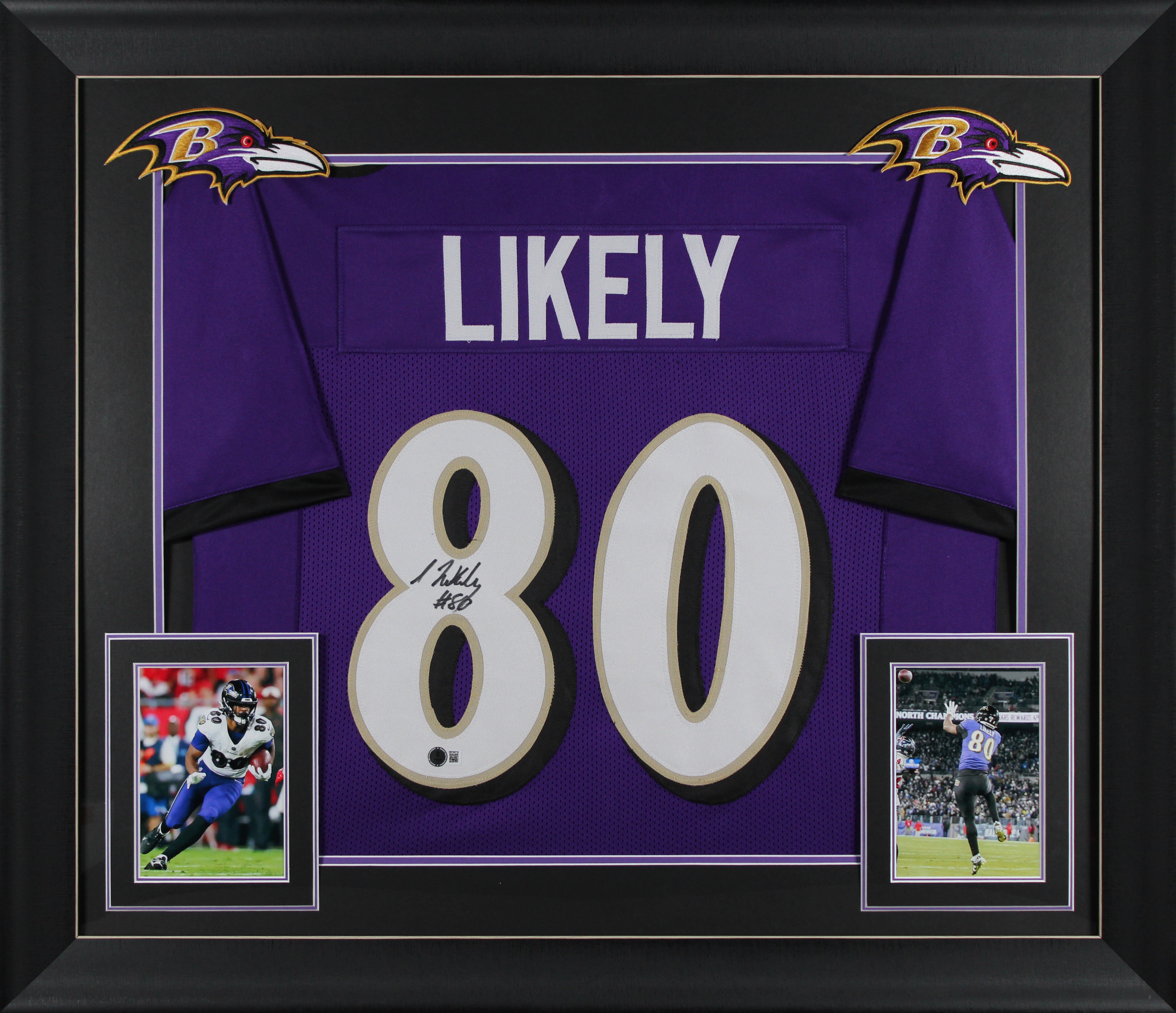 Isaiah Likely Authentic Signed Purple Pro Style Framed Jersey BAS Witnessed