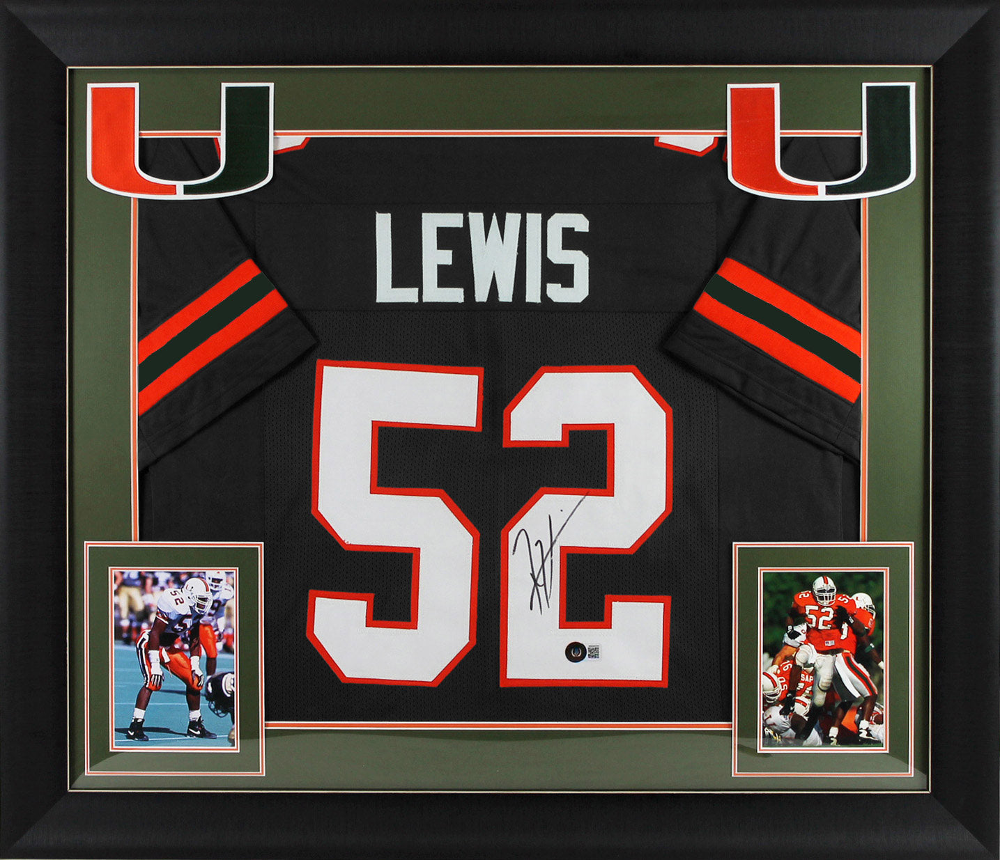 Miami Ray Lewis Authentic Signed Black Pro Style Framed Jersey BAS Witnessed