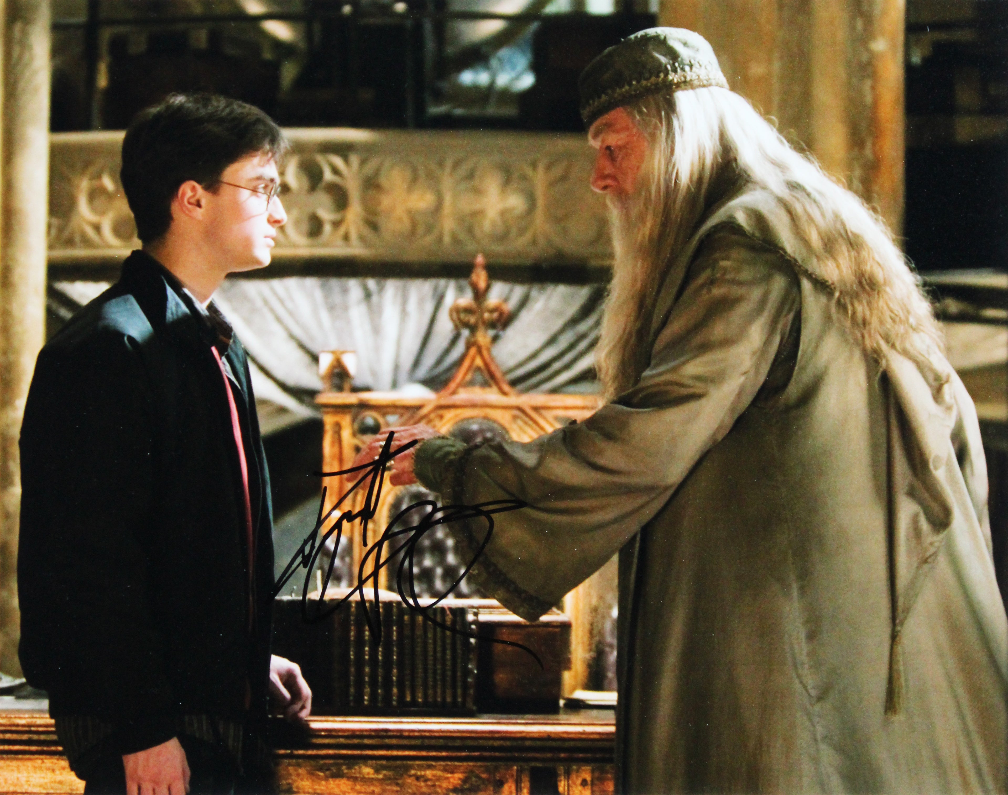 Daniel Radcliffe & Michael Gambon Harry Potter Signed Framed Display BAS LOA