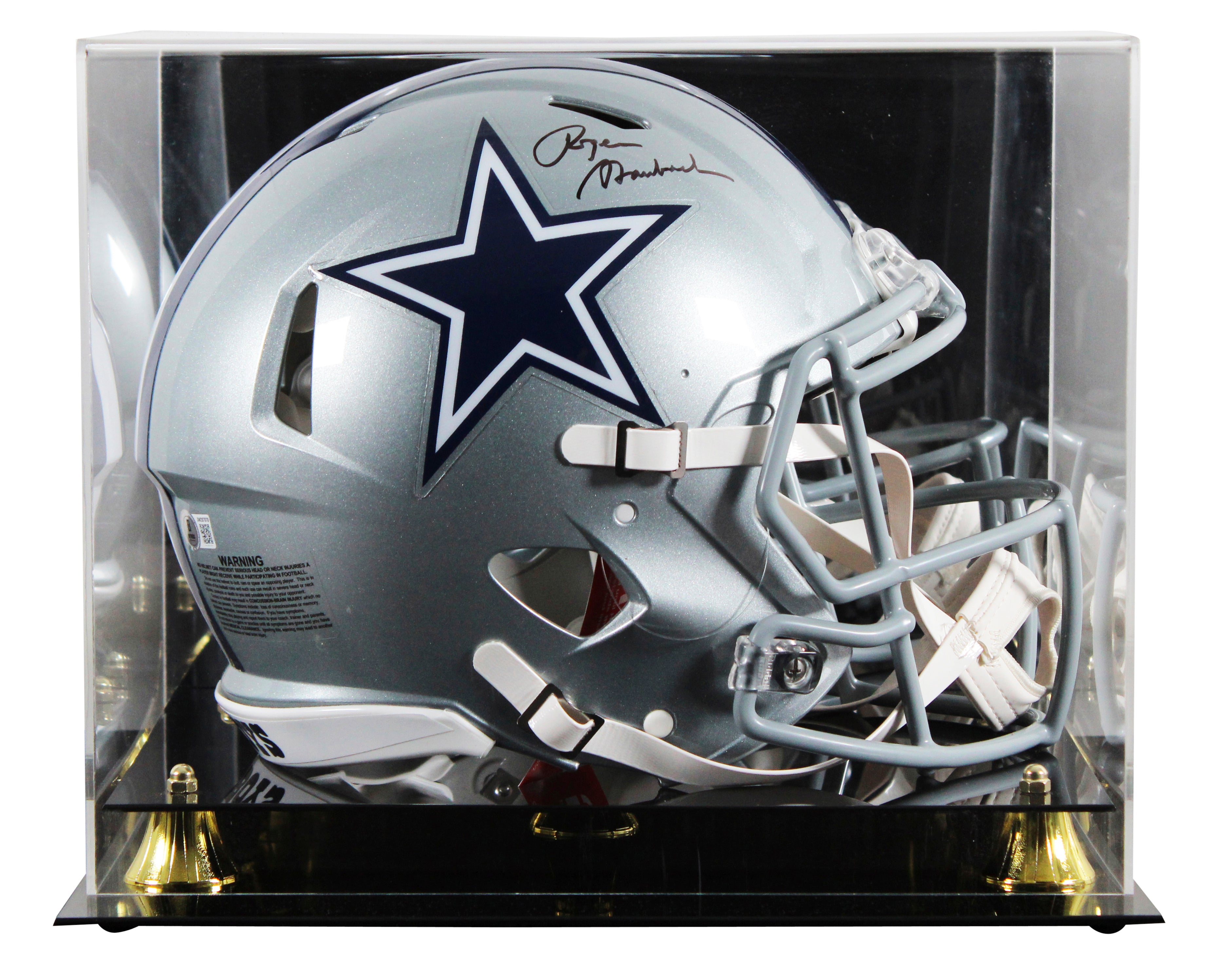 Cowboys Roger Staubach Signed Full Size Speed Proline Helmet W/ Case BAS Witness