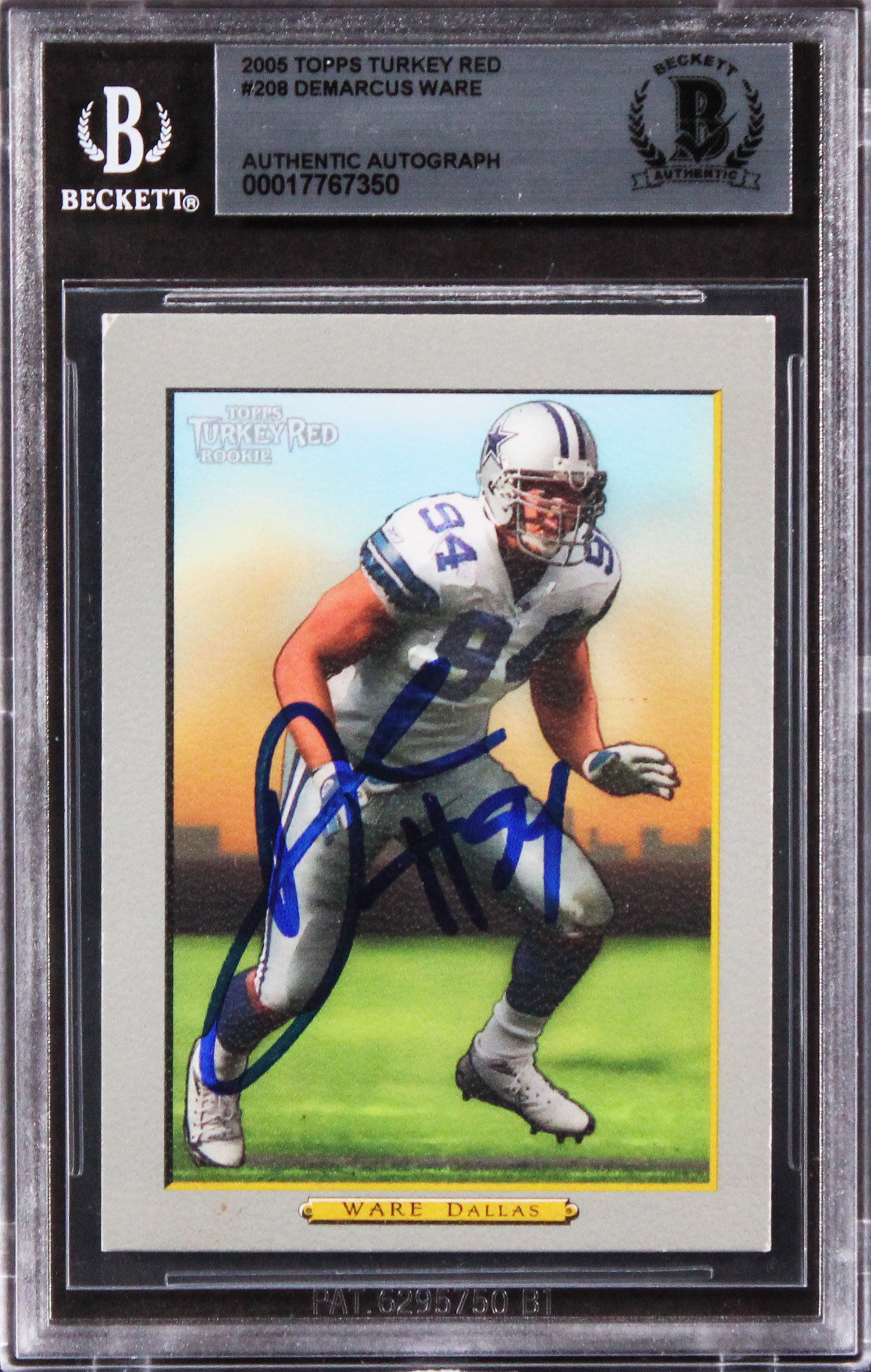 Cowboys Demarcus Ware Signed 2005 Topps Turkey Red  #208 Card BAS Slabbed