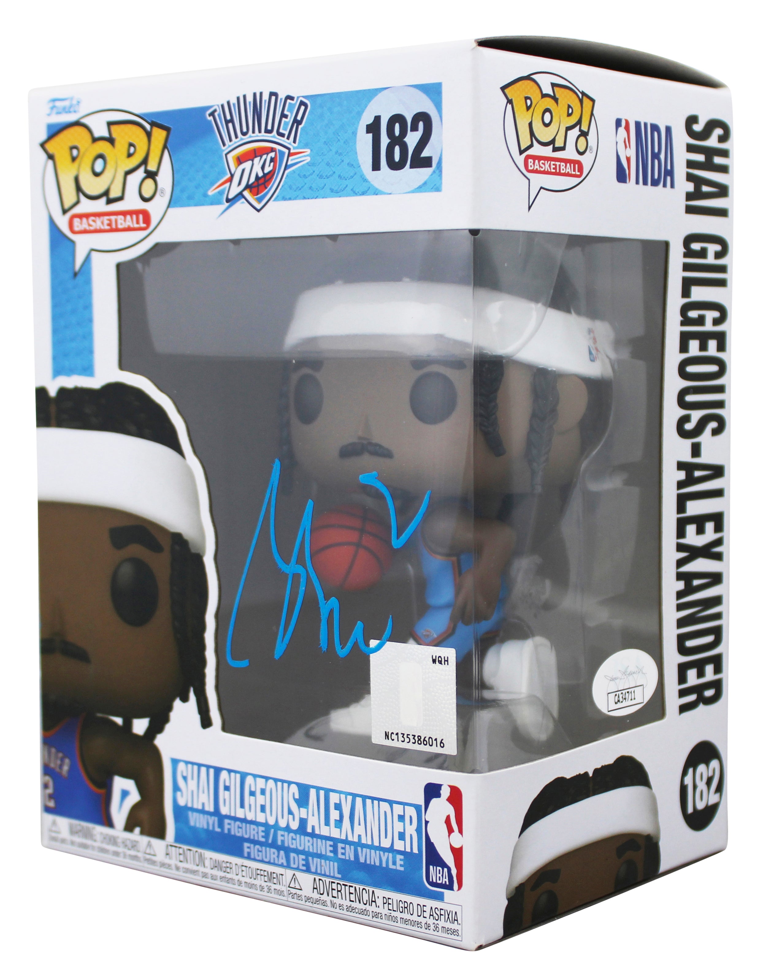 Thunder Shai Gilgeous-Alexander Signed #182 Funko Pop Vinyl Figure JSA #CA34711