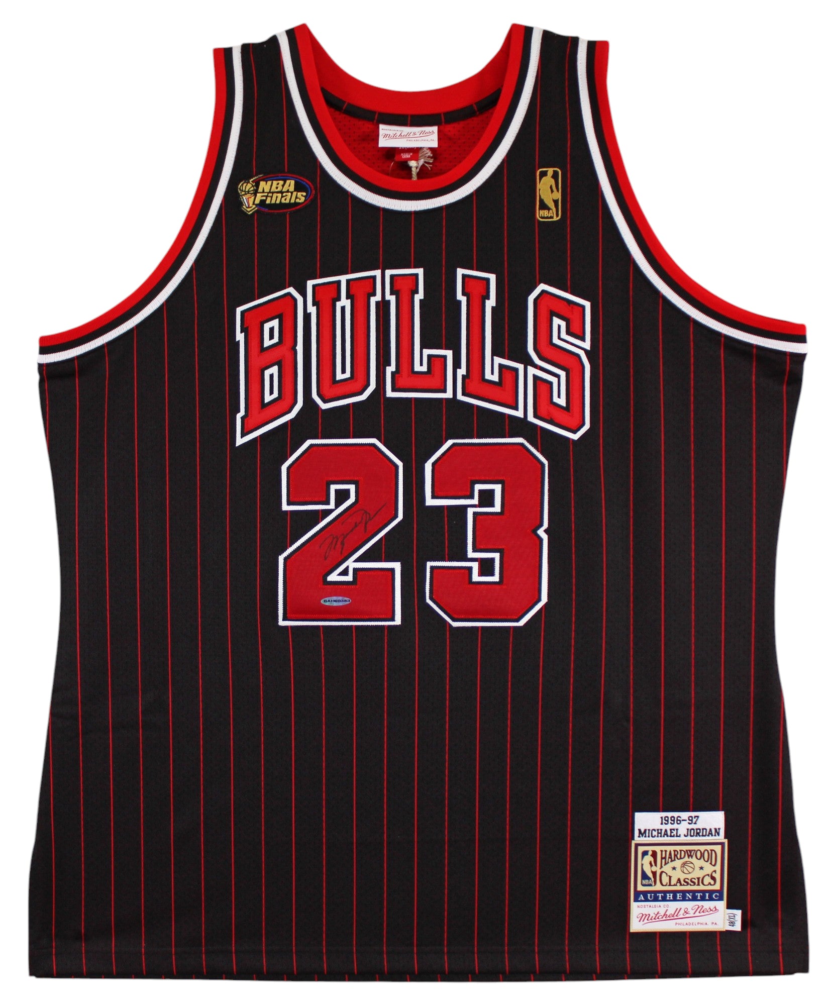 Bulls Michael Jordan Signed 96-97 Black M&N HWC Authentic Jersey UDA #BAH60383