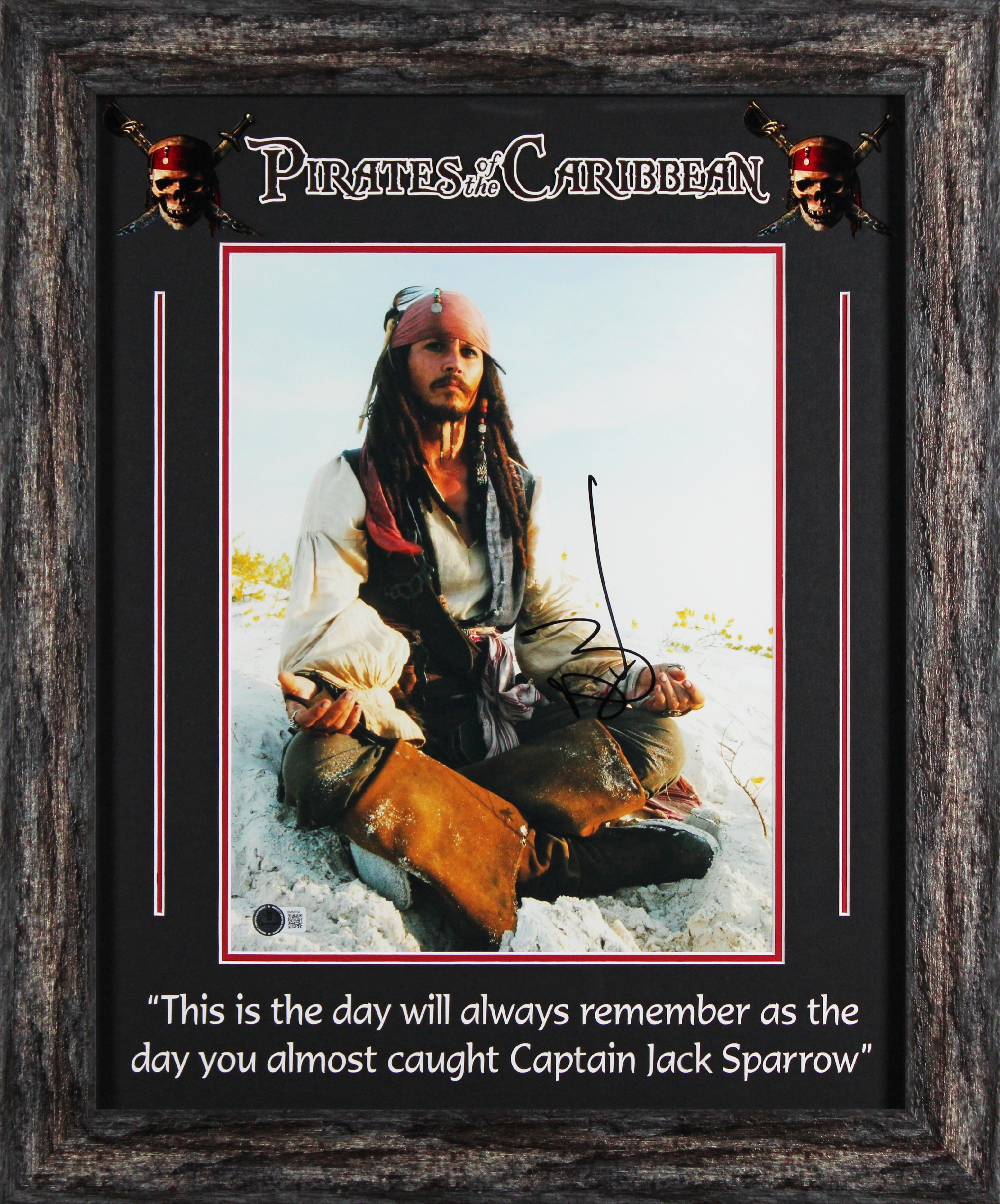 Johnny Depp Pirates Of The Caribbean Signed 11x14 Framed Photo BAS #BM58704