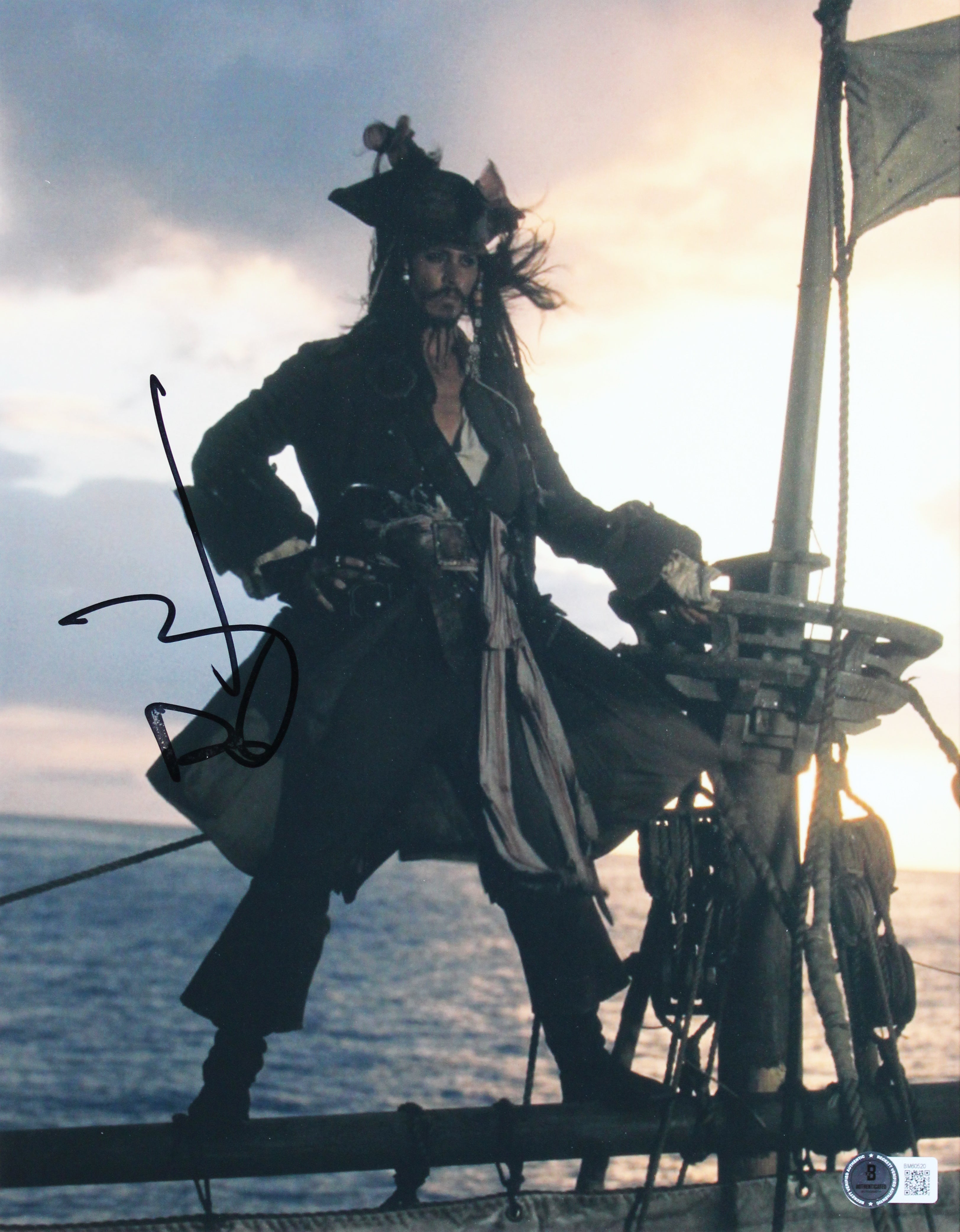Johnny Depp Pirates Of The Caribbean Signed 11x14 Framed Photo BAS #BM60520
