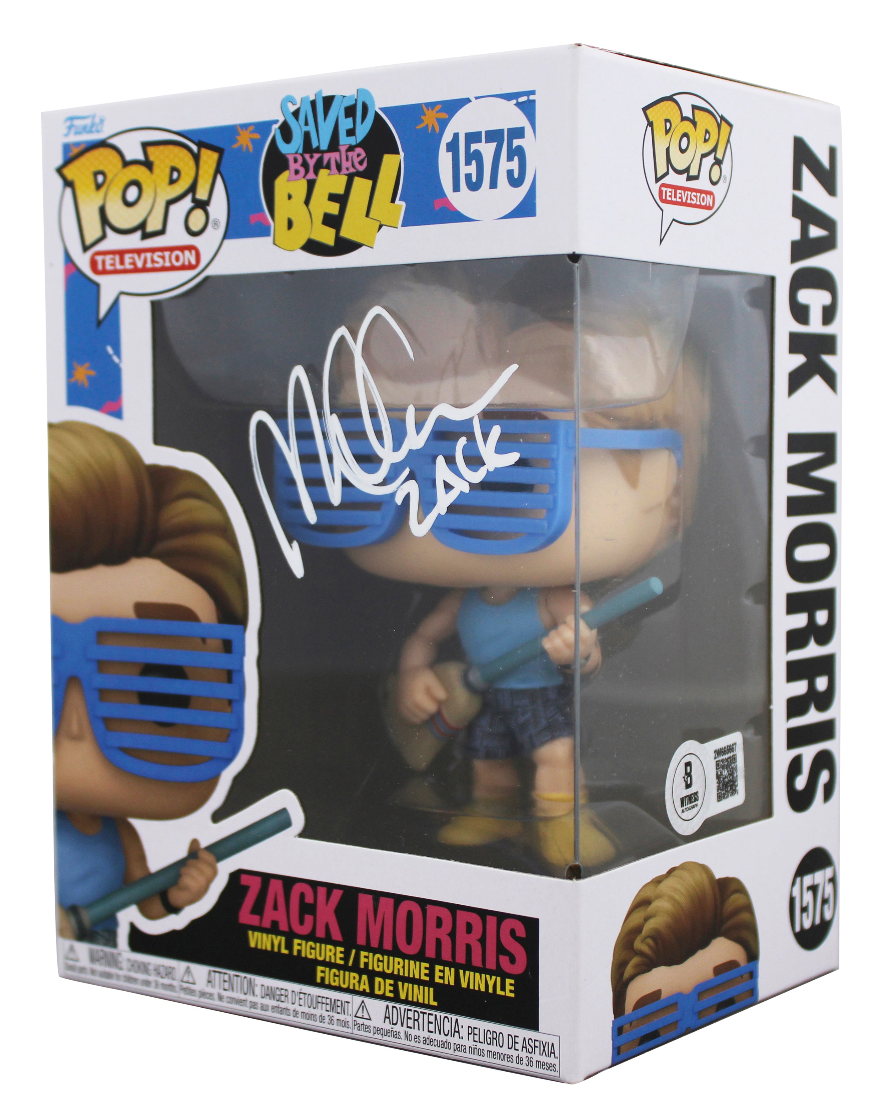 Mark-Paul Gosselaar Signed Zack Morris #1575 Funko Pop Figure BAS Wit #2W665667