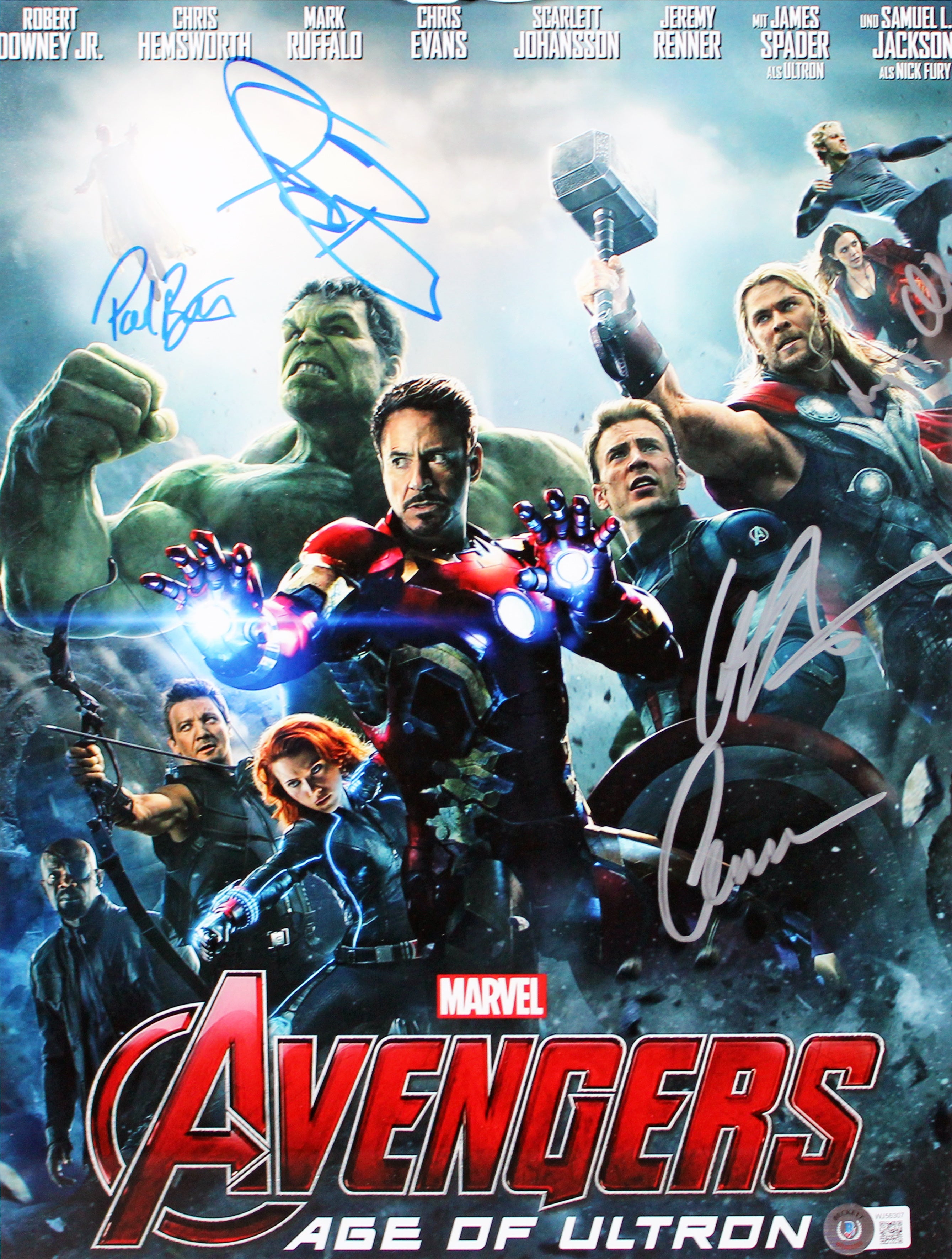 Avengers (7) Lee, Downey, Hemsworth, Renner Evans +2 Signed Framed Display BAS