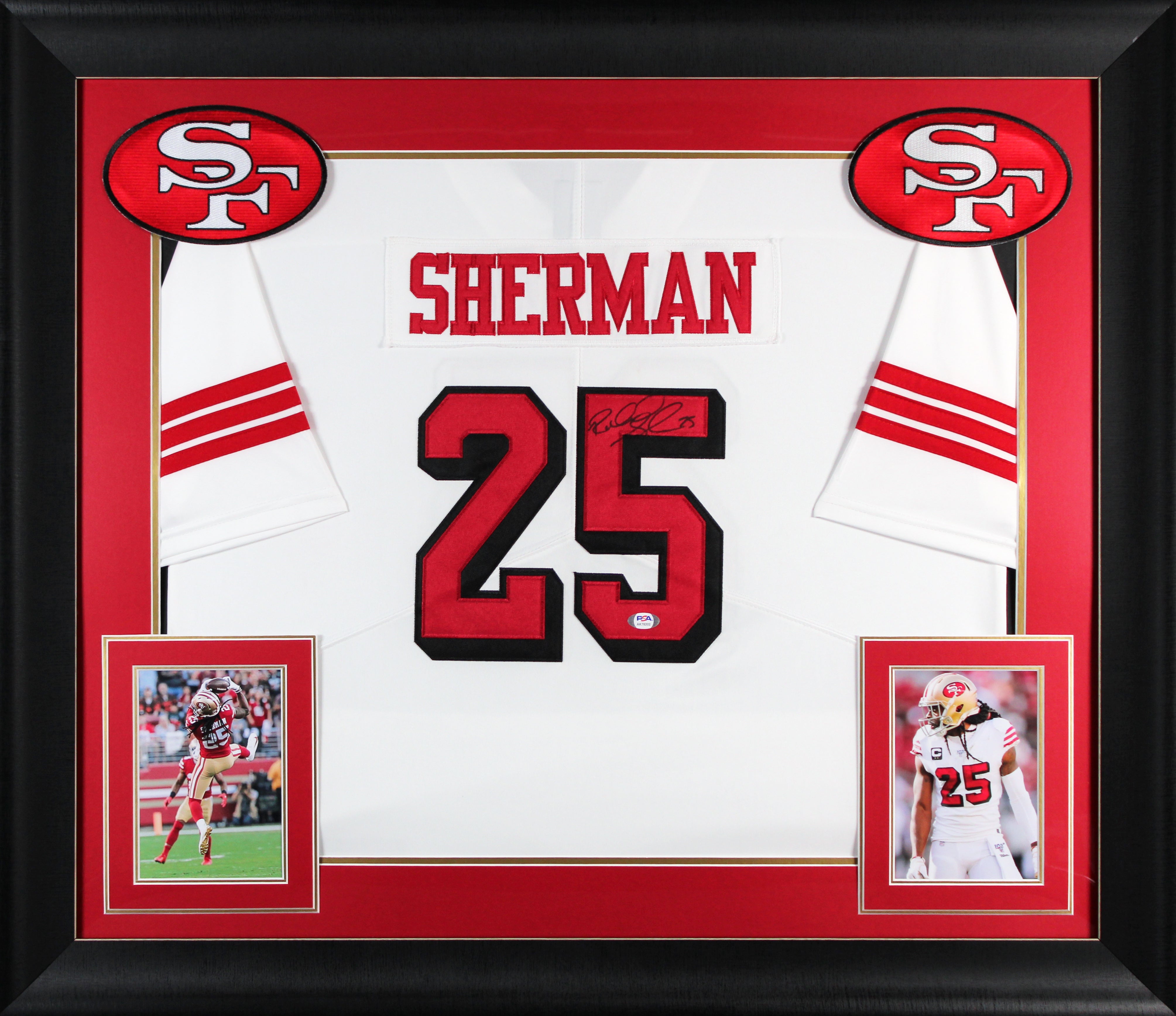 49ers Richard Sherman Signed White Nike Elite Framed Jersey PSA/DNA #AK78202