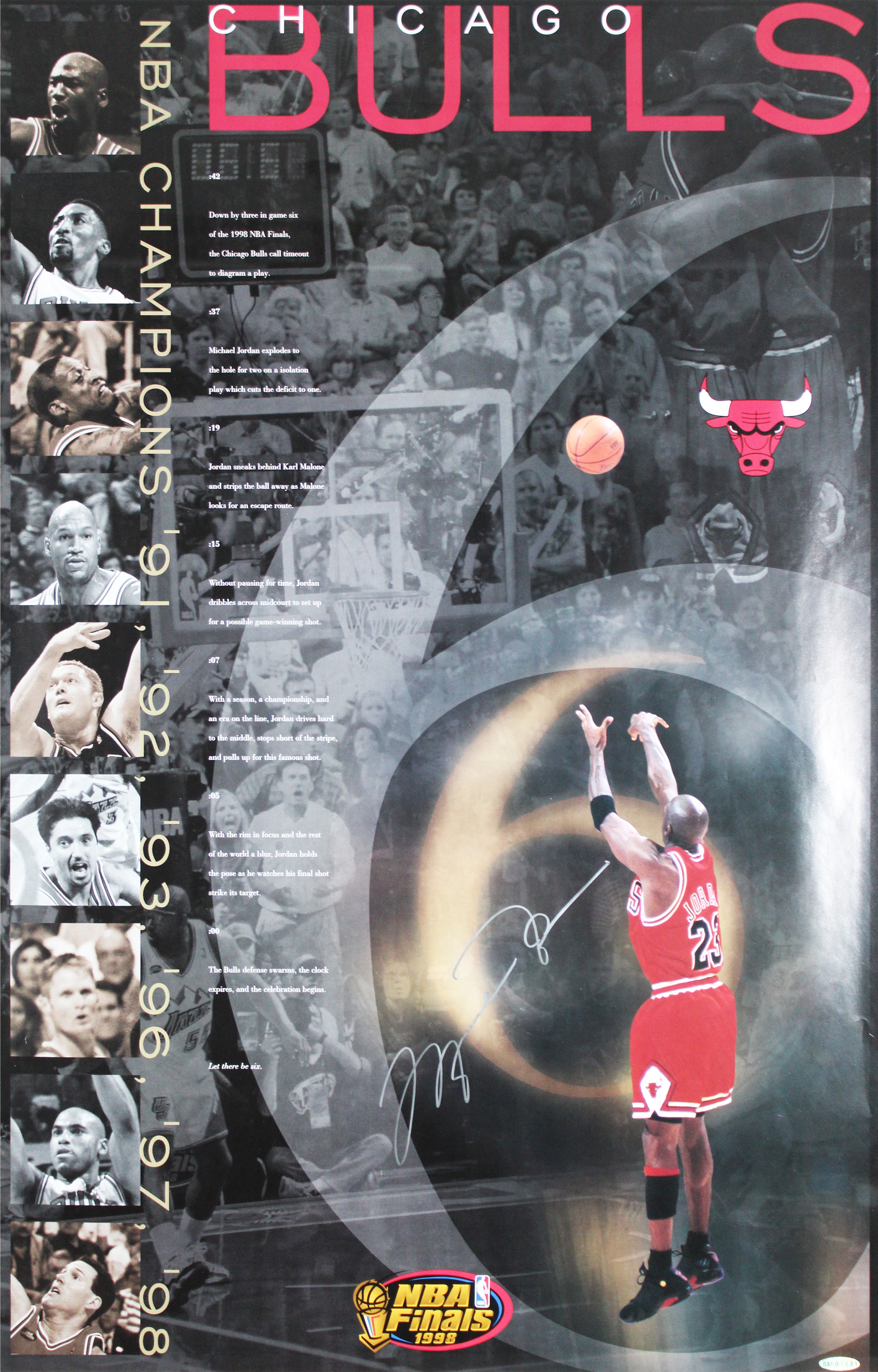 Bulls Michael Jordan Authentic Signed 22x34 Poster Autographed UDA #BAF01431