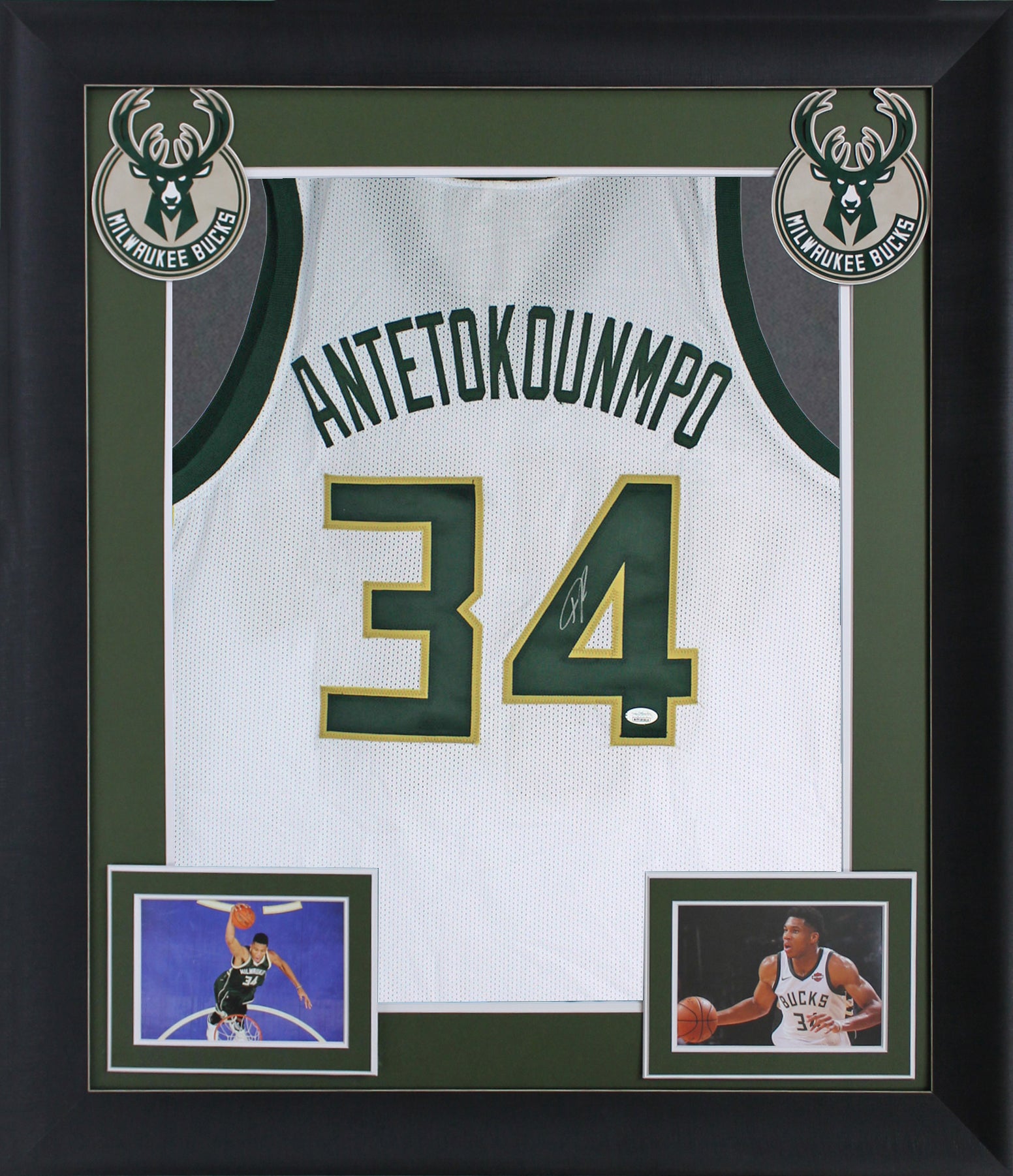 Giannis Antetokounmpo Authentic Signed White Pro Style Framed Jersey JSA