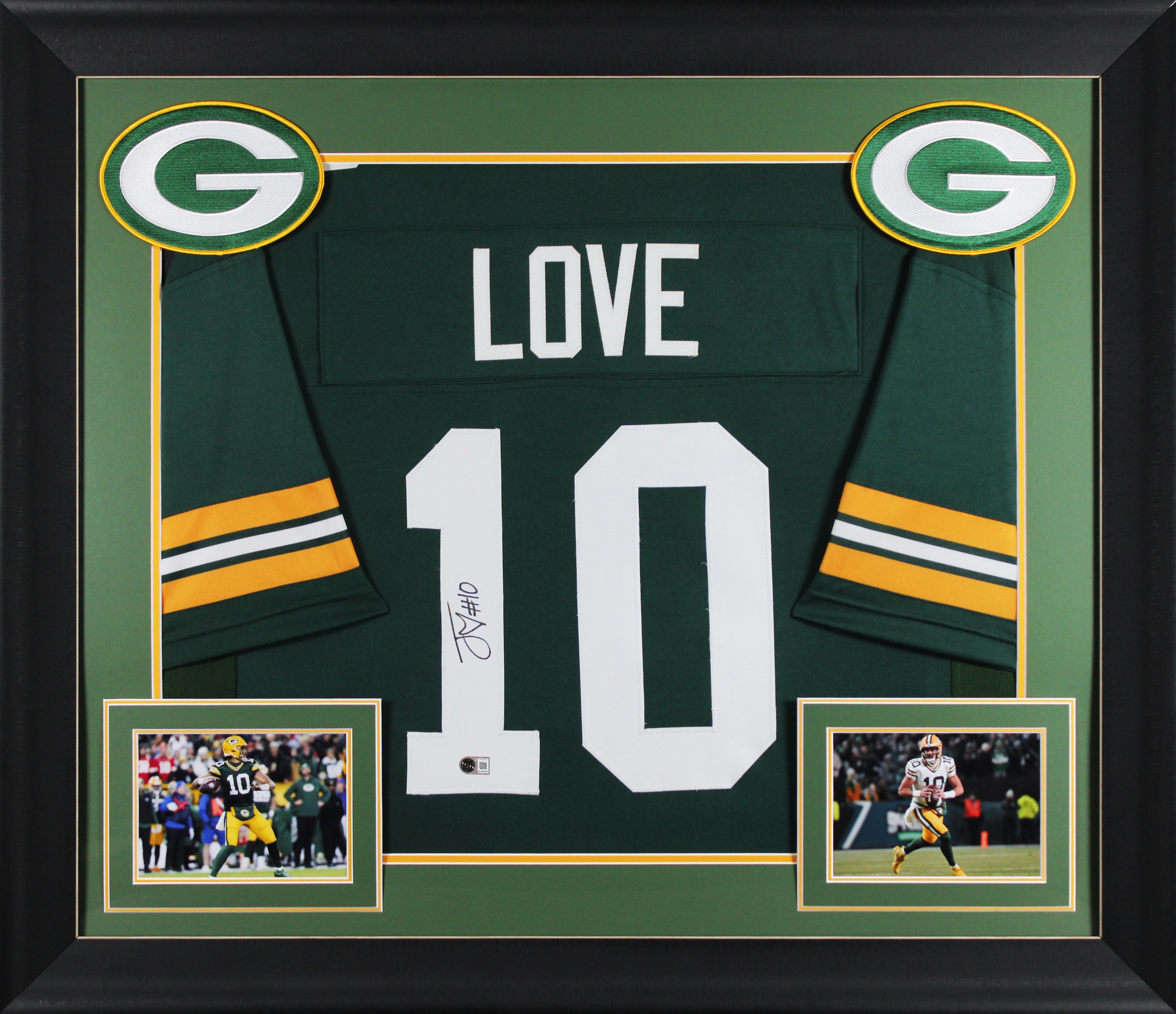 Jordan Love Authentic Signed Green Pro Style Framed Jersey BAS Witnessed 2